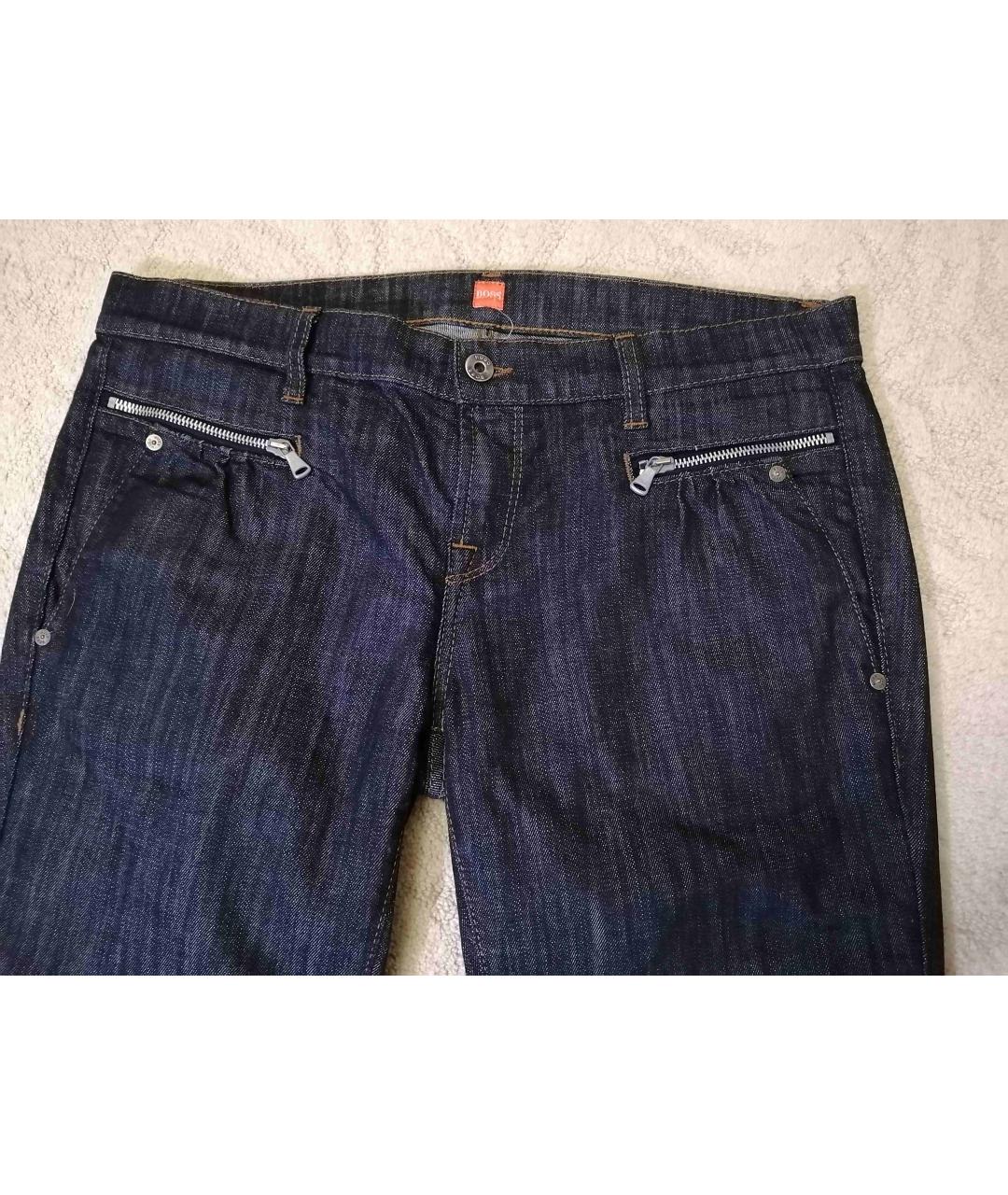 HUGO BOSS Темно-синие хлопко-эластановые прямые джинсы, фото 4