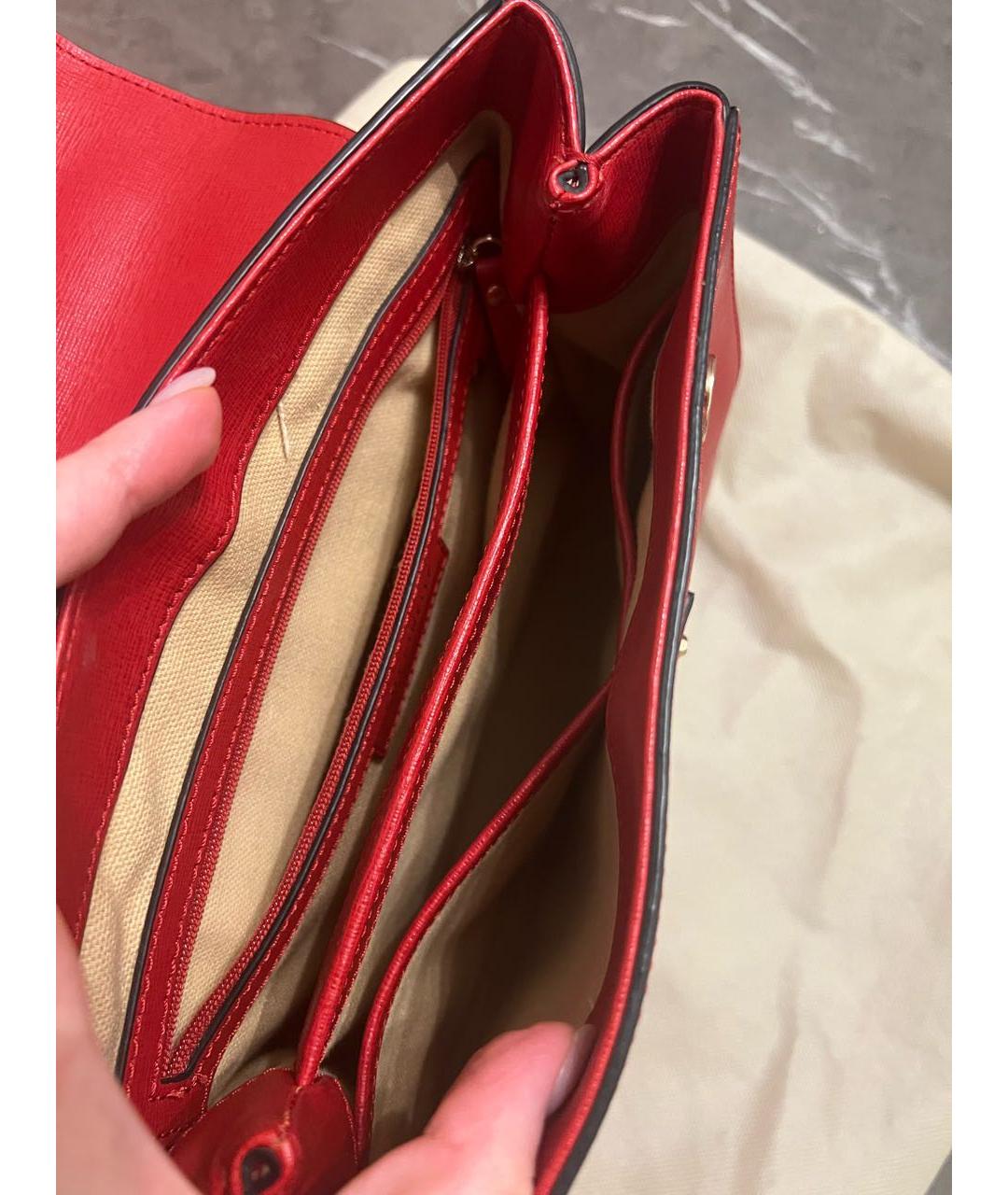 COCCINELLE Красная кожаная сумка с короткими ручками, фото 4