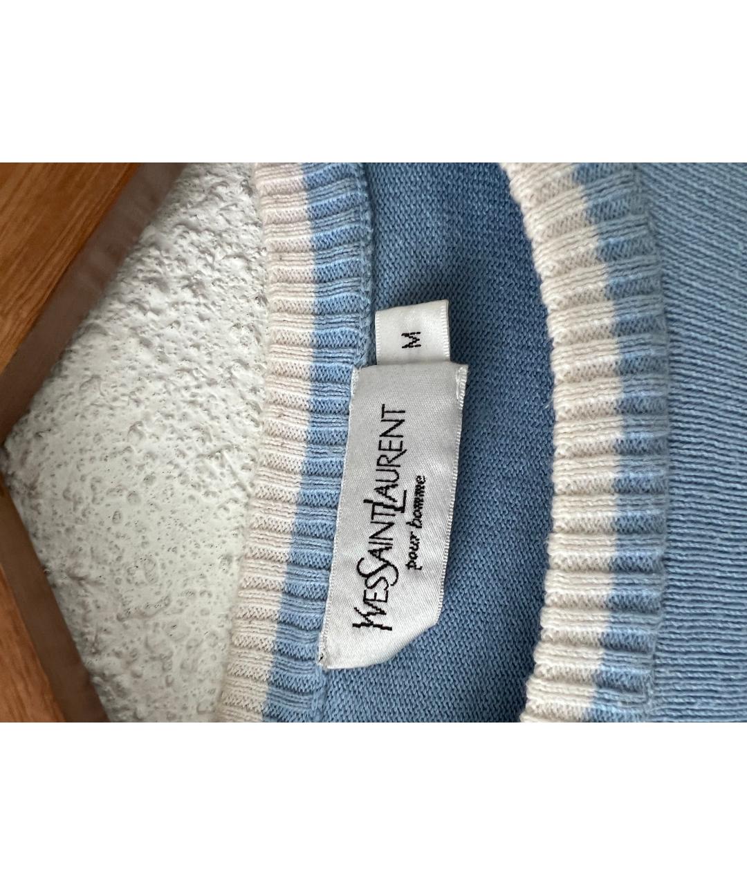 SAINT LAURENT Голубой хлопковый джемпер / свитер, фото 3