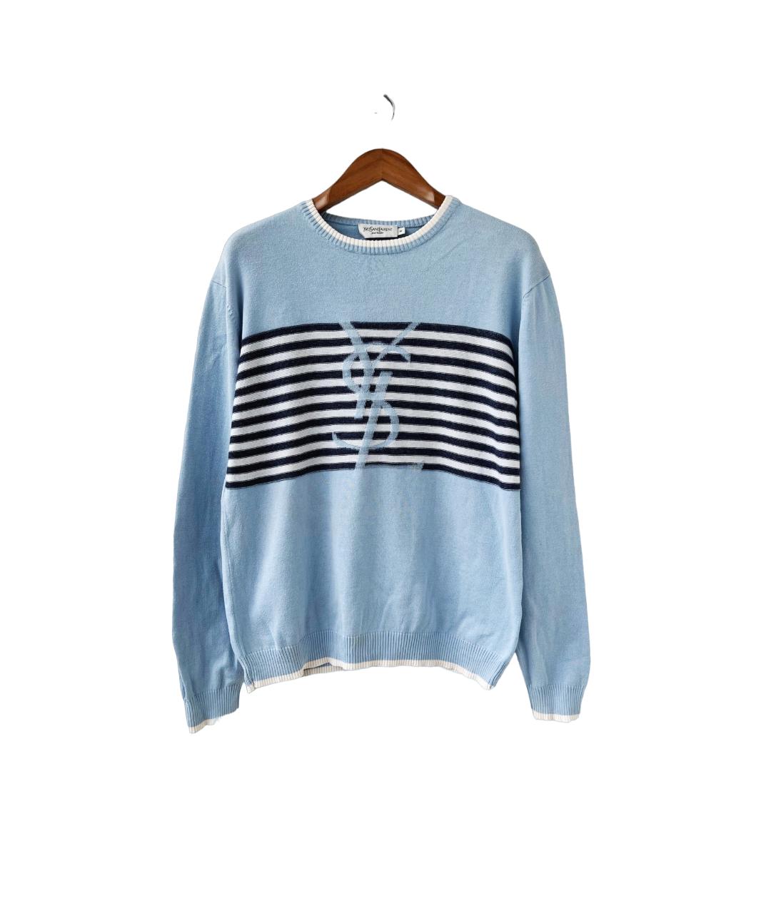 SAINT LAURENT Голубой хлопковый джемпер / свитер, фото 7