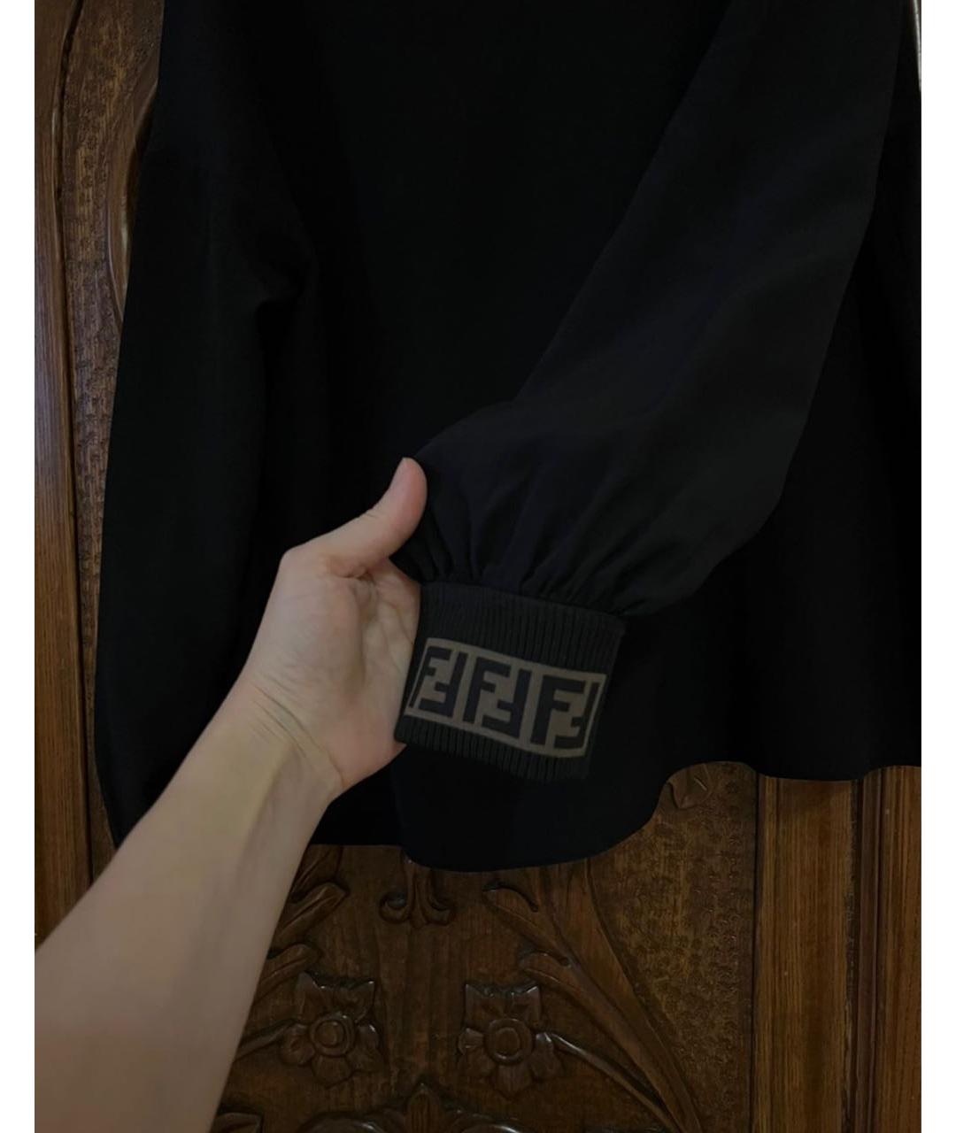 FENDI Черная шелковая блузы, фото 4