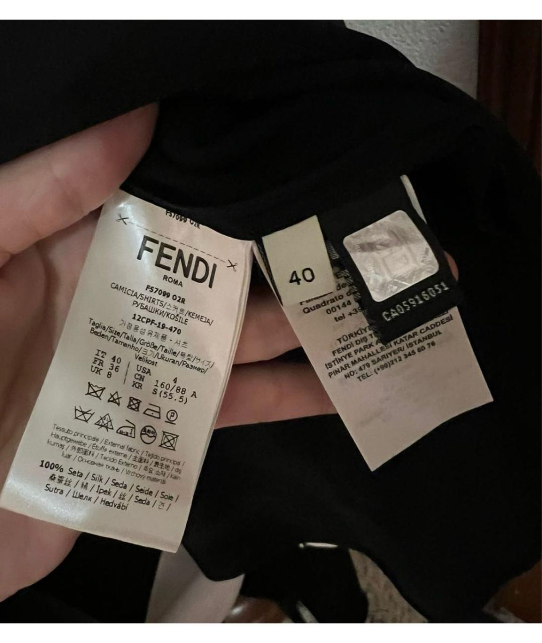 FENDI Черная шелковая блузы, фото 5