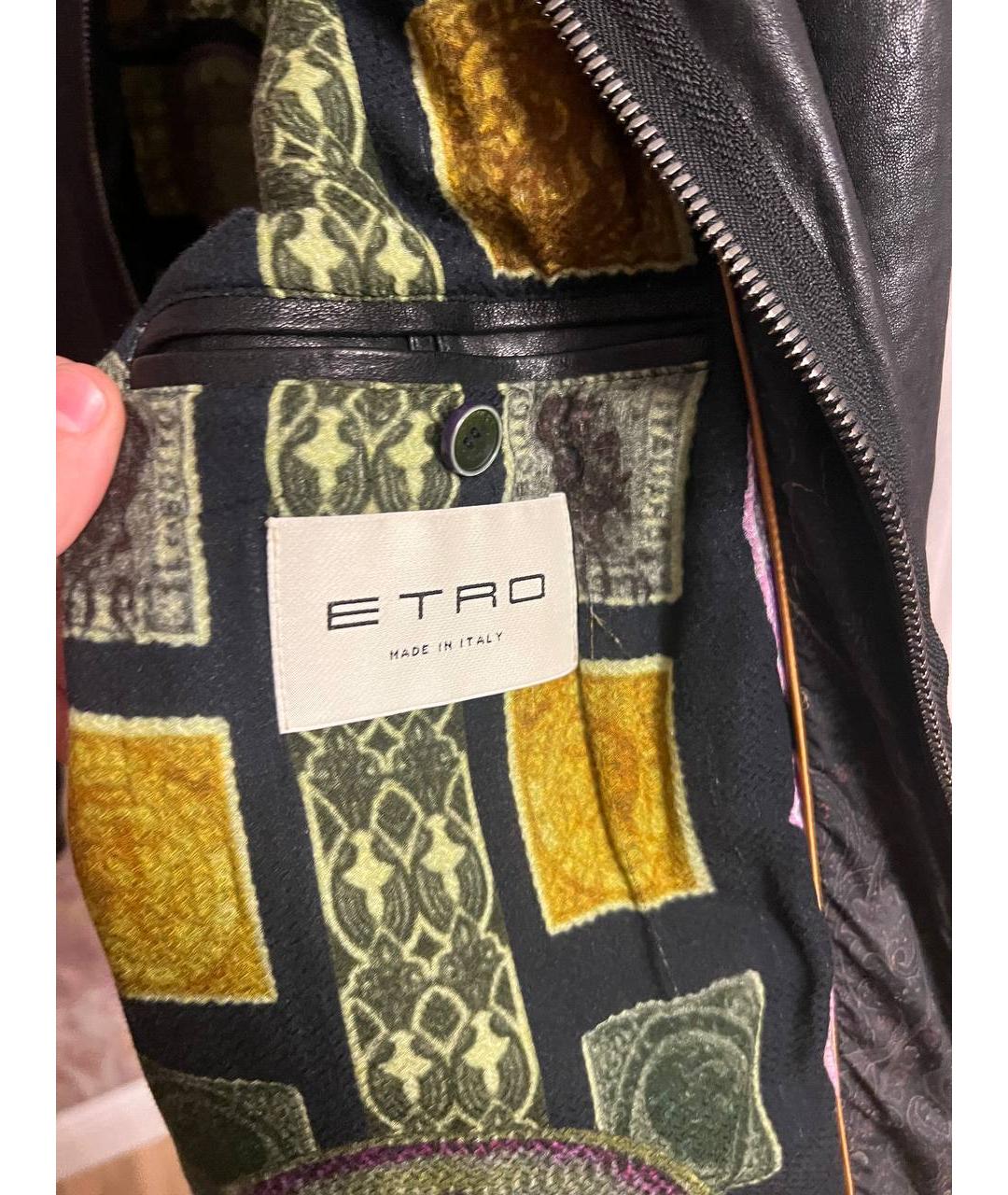 ETRO Черная кожаная куртка, фото 8