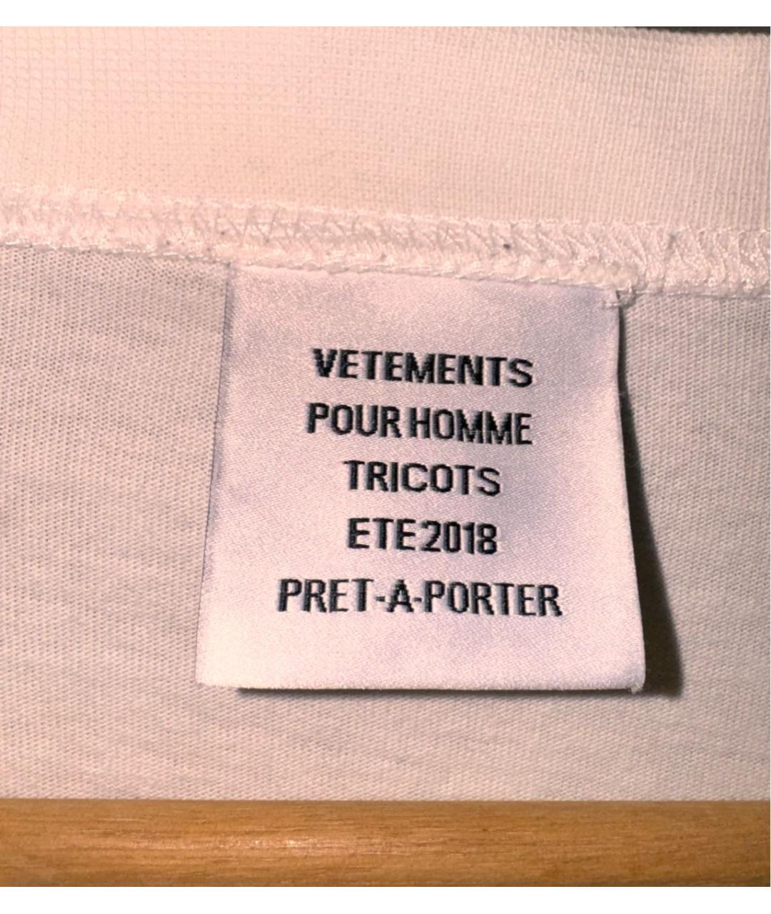 VETEMENTS Белая хлопковая футболка, фото 3