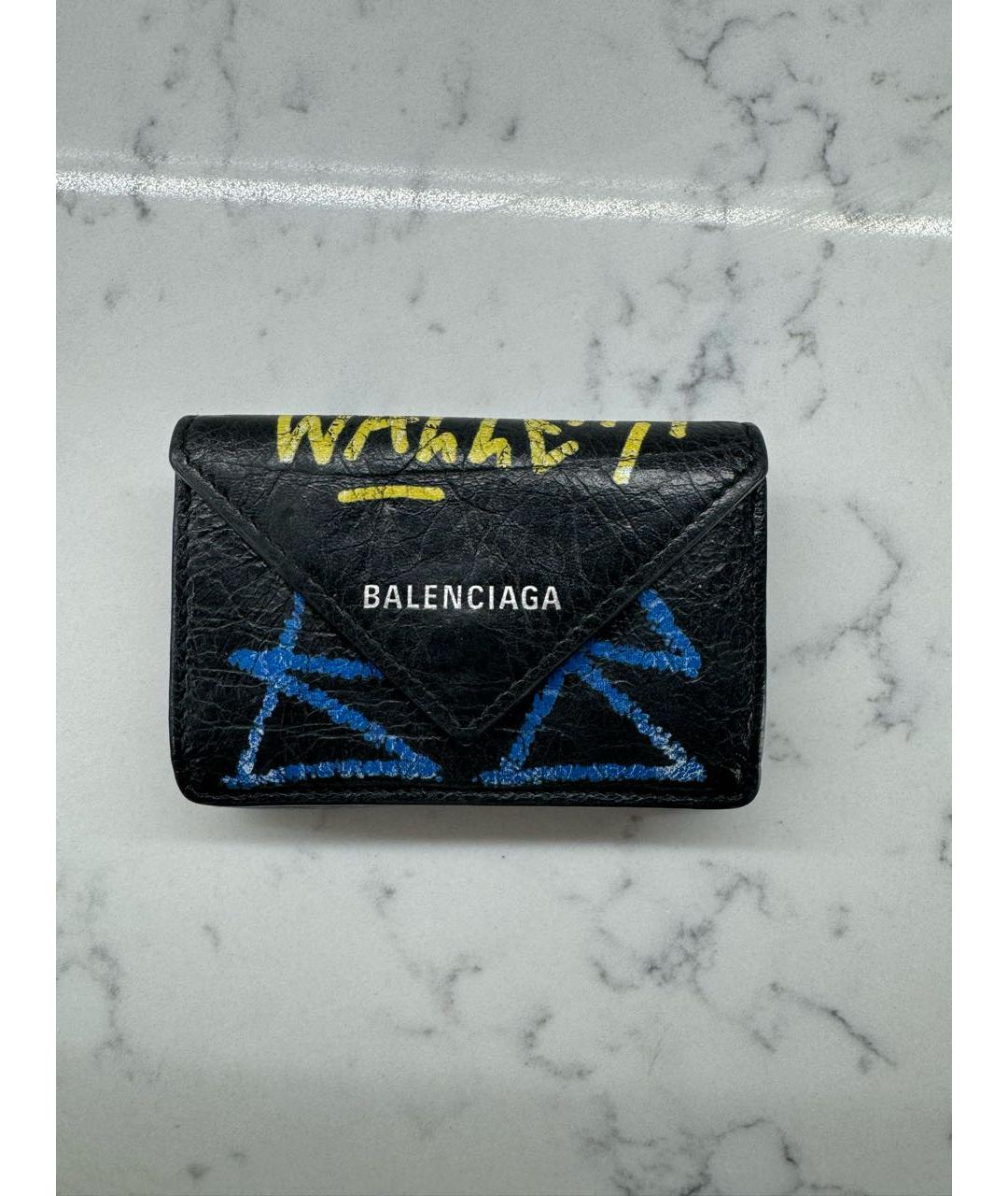 BALENCIAGA Черный кожаный кошелек, фото 5