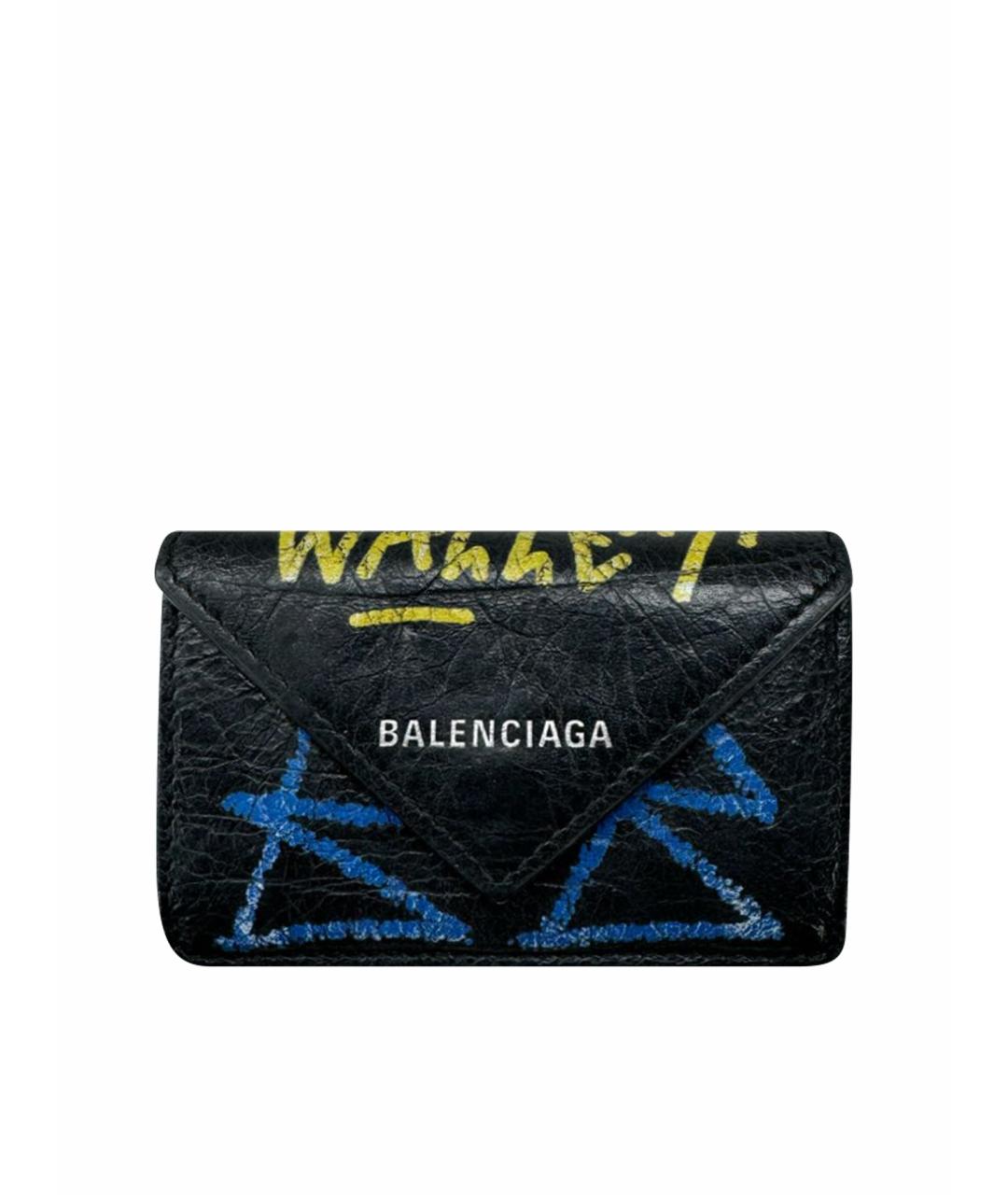 BALENCIAGA Черный кожаный кошелек, фото 1