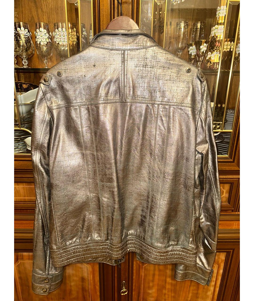 JOHN RICHMOND Серебряная кожаная куртка, фото 2