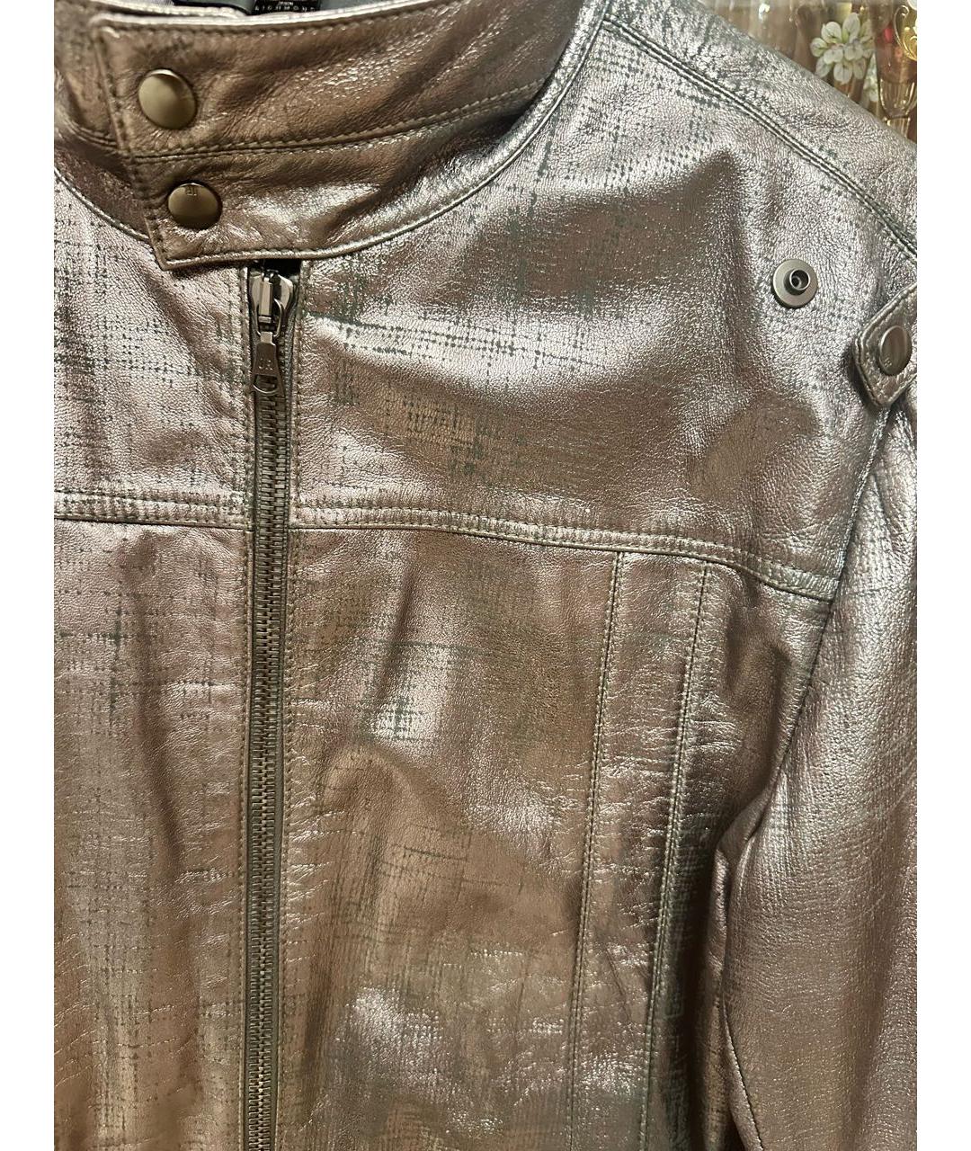 JOHN RICHMOND Серебряная кожаная куртка, фото 4
