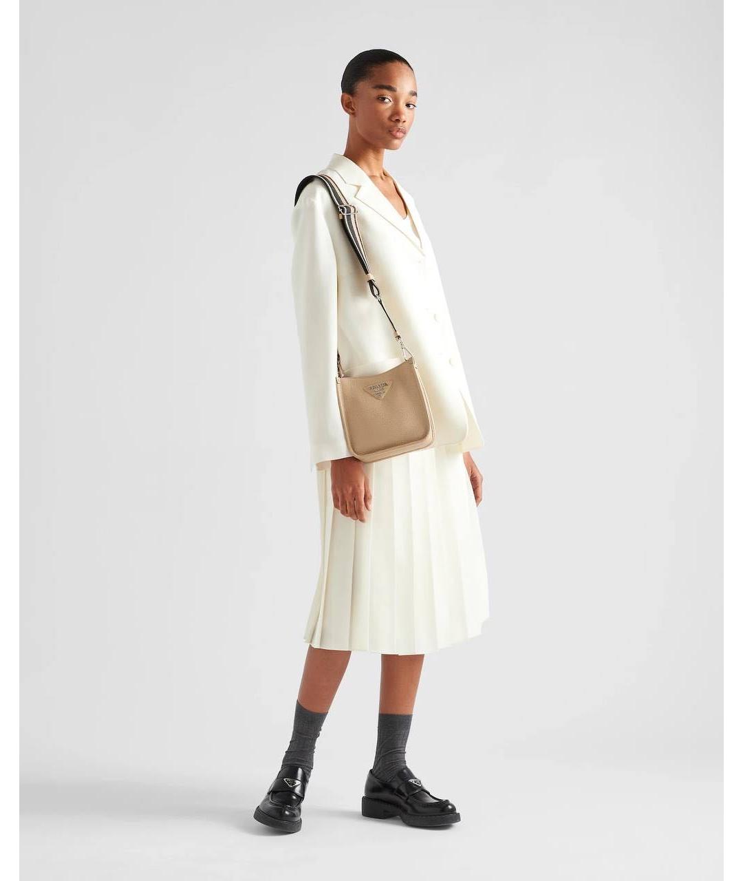 PRADA Бежевая кожаная сумка через плечо, фото 8