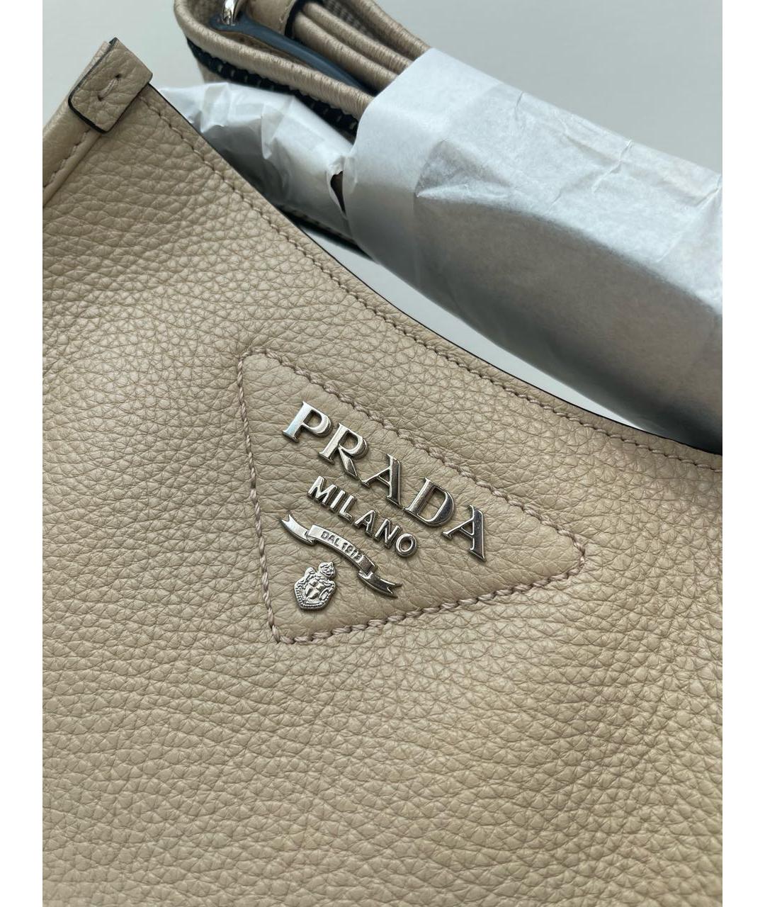 PRADA Бежевая кожаная сумка через плечо, фото 6