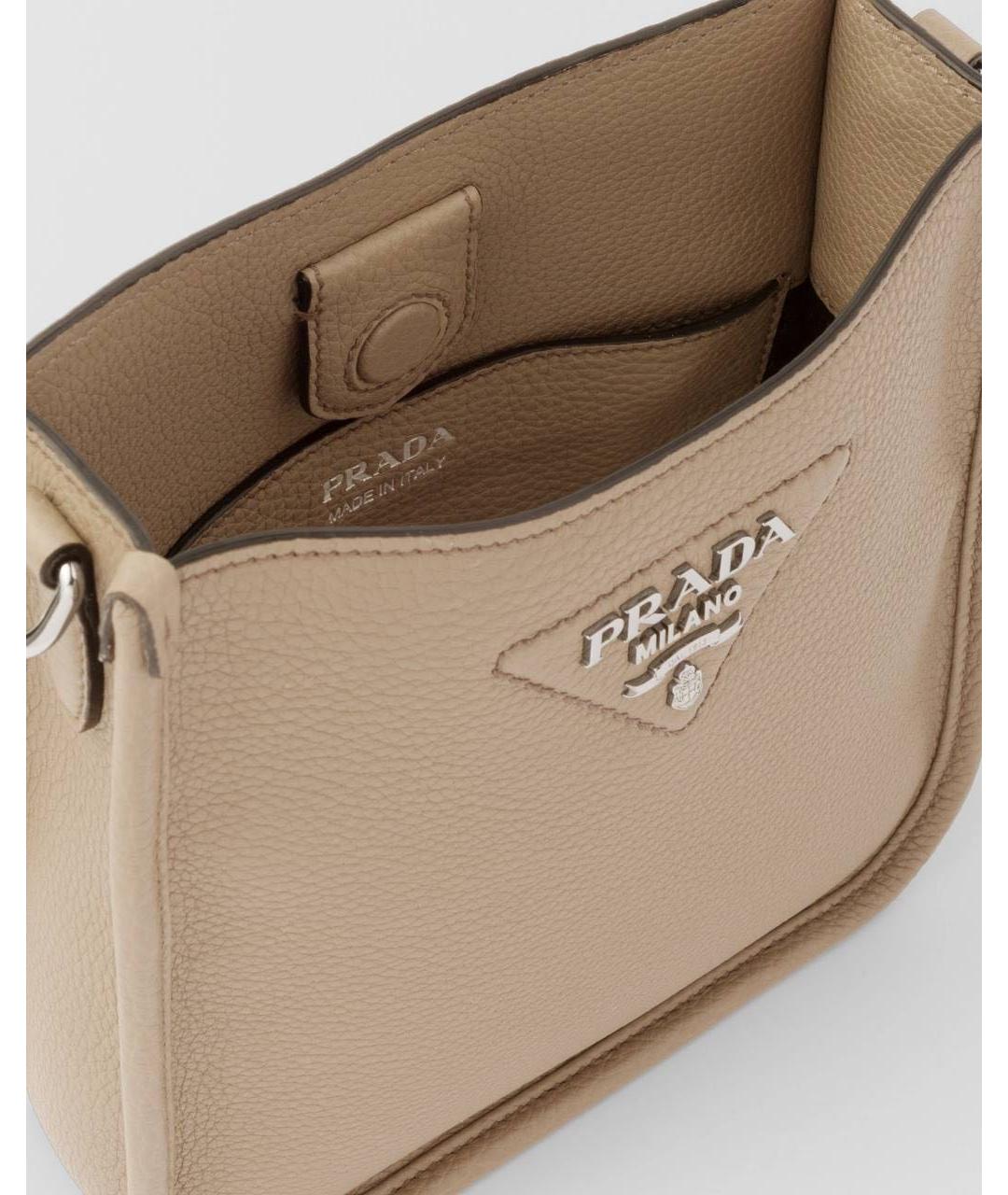 PRADA Бежевая кожаная сумка через плечо, фото 4
