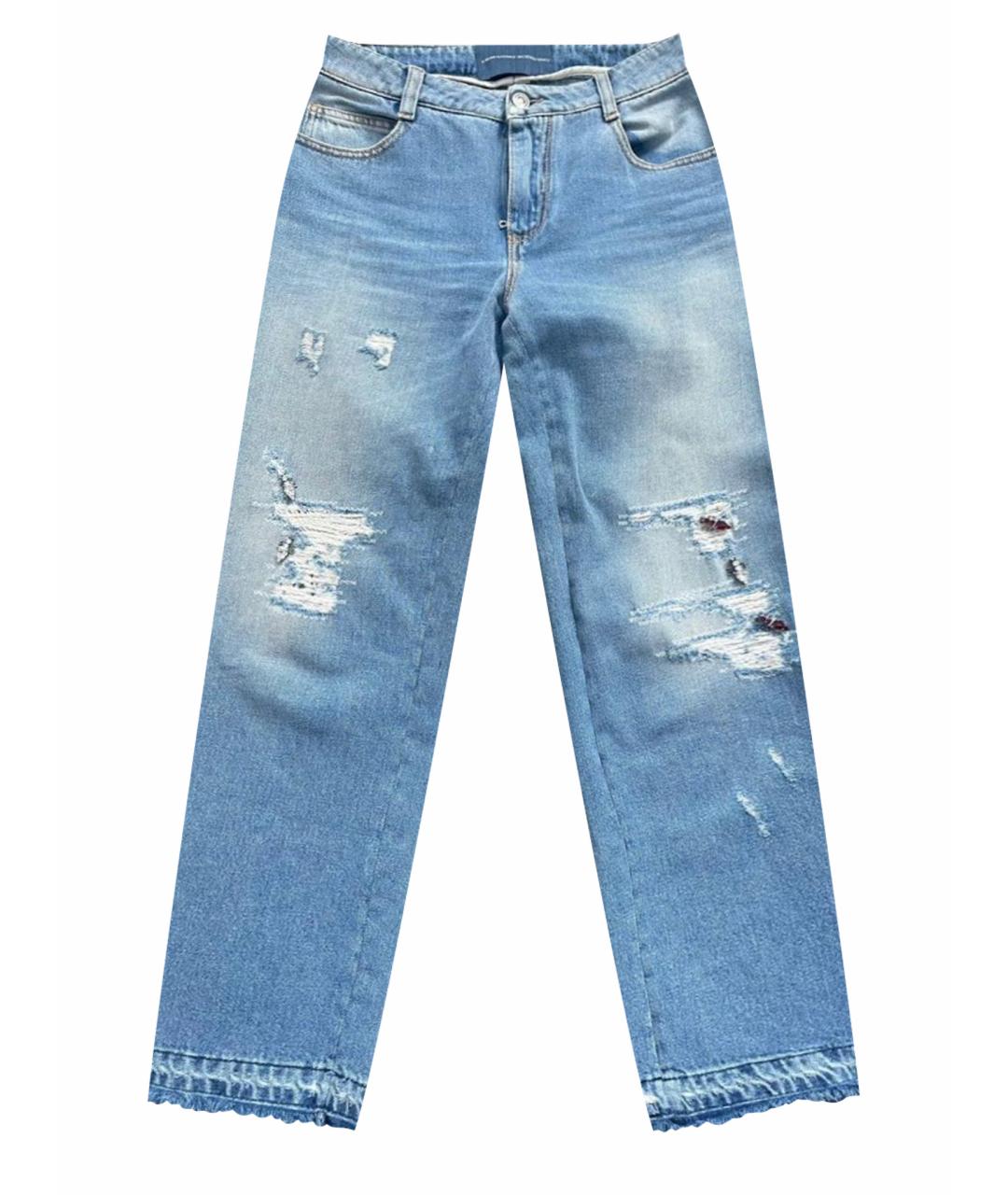 ERMANNO SCERVINO Голубые хлопковые прямые джинсы, фото 1