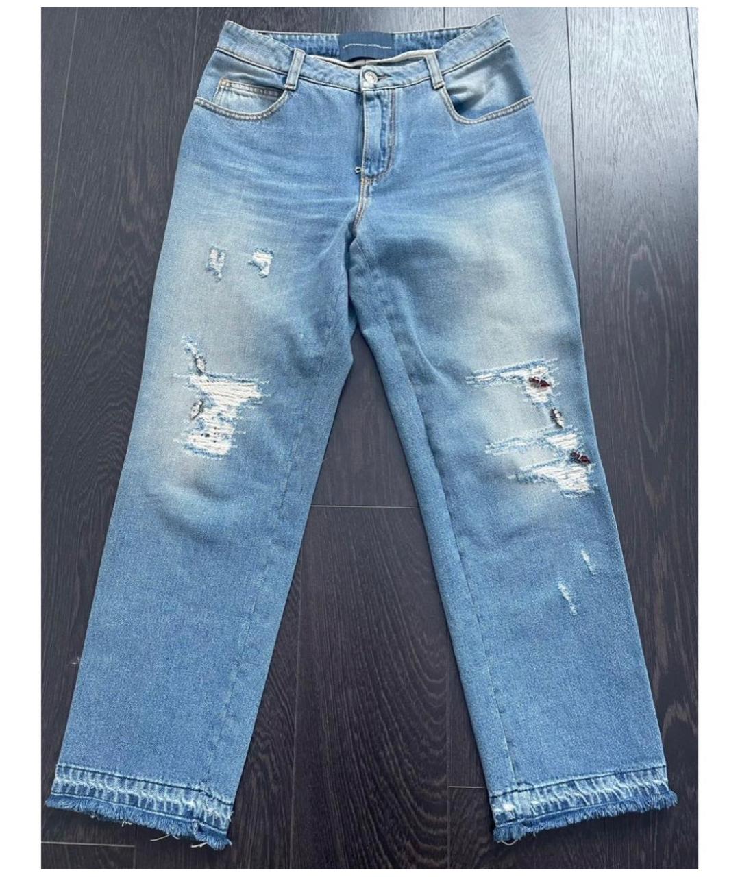 ERMANNO SCERVINO Голубые хлопковые прямые джинсы, фото 6