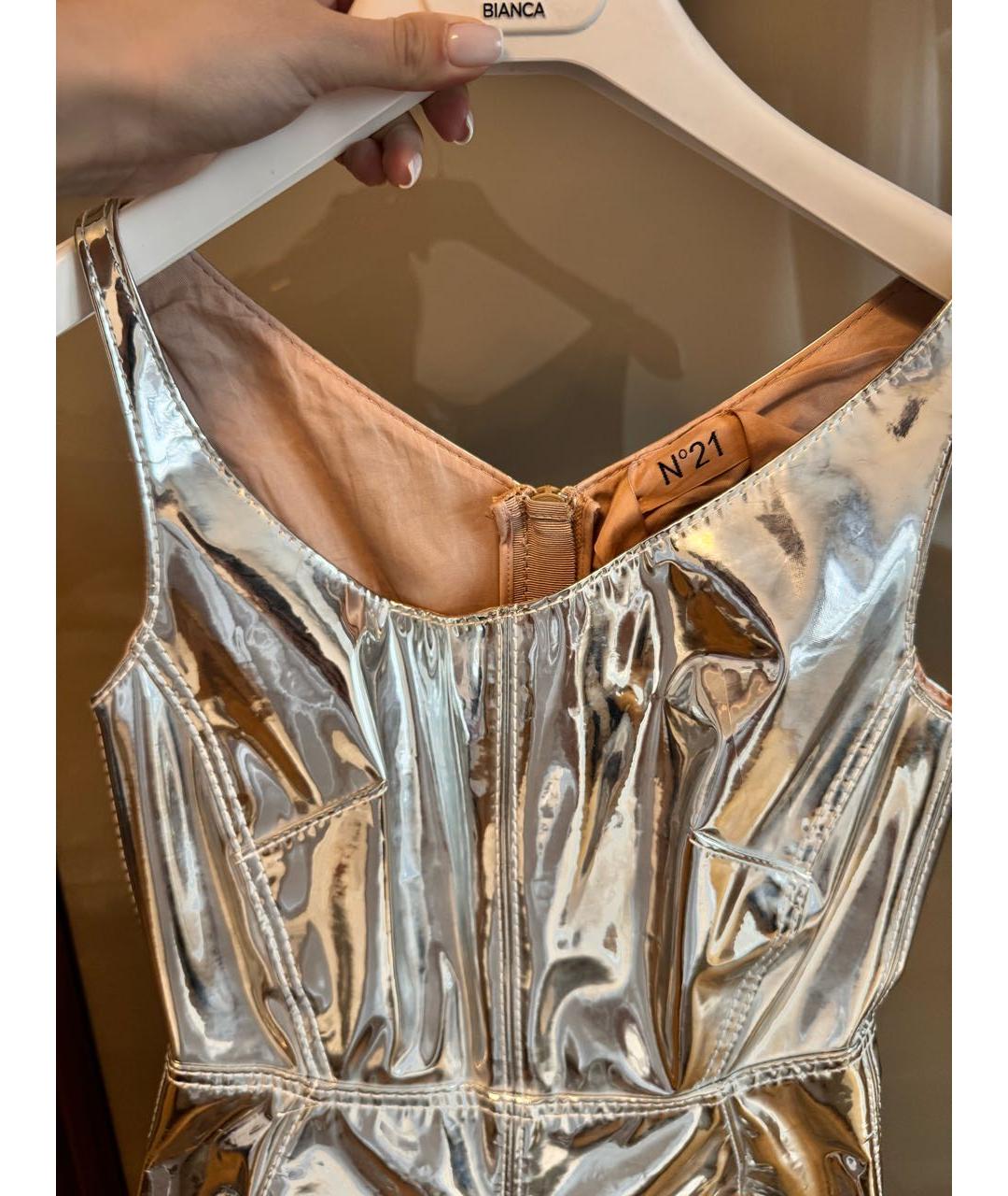 NO. 21 Серебряное полиэстеровое коктейльное платье, фото 4