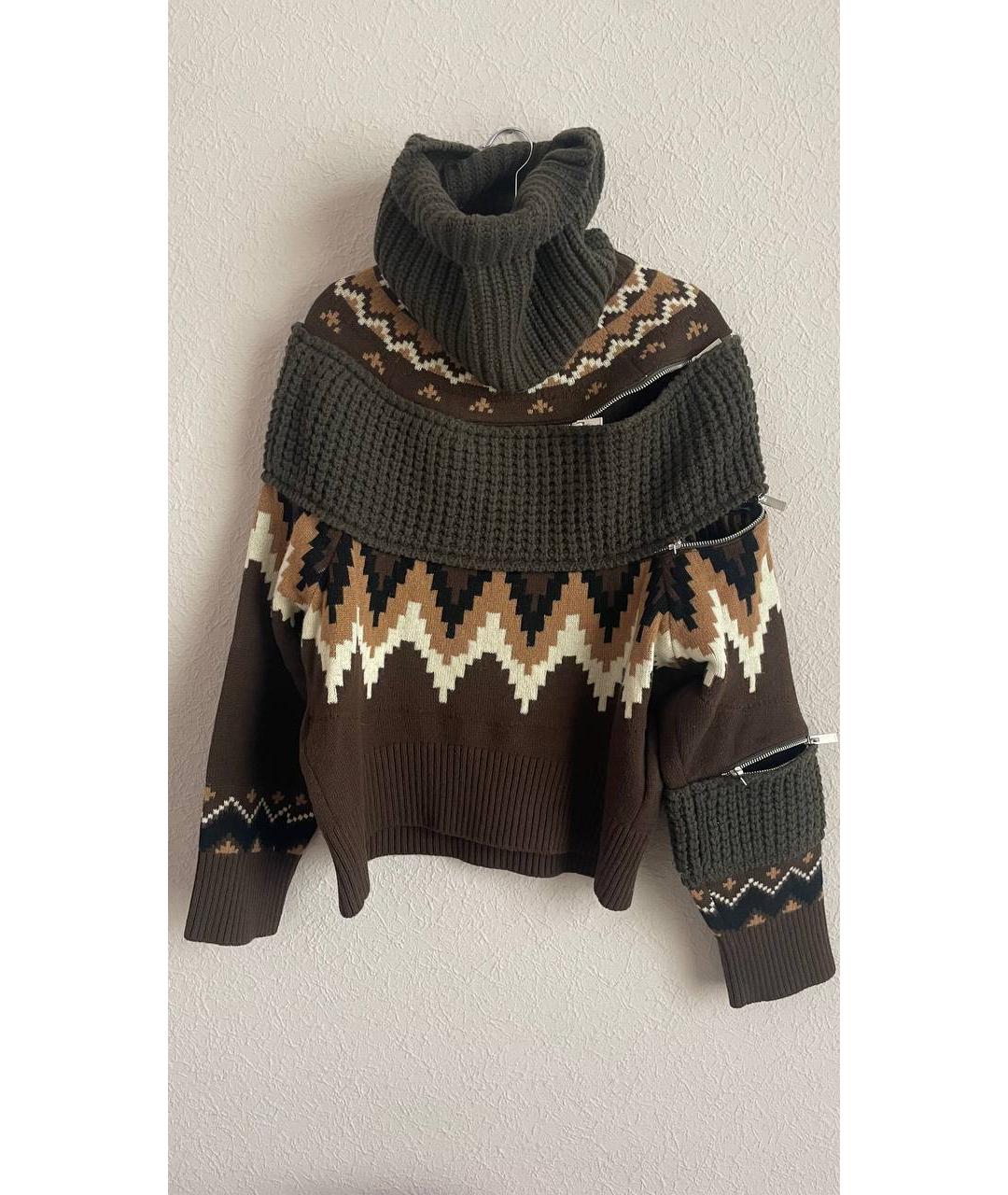 SACAI Коричневый шерстяной джемпер / свитер, фото 9