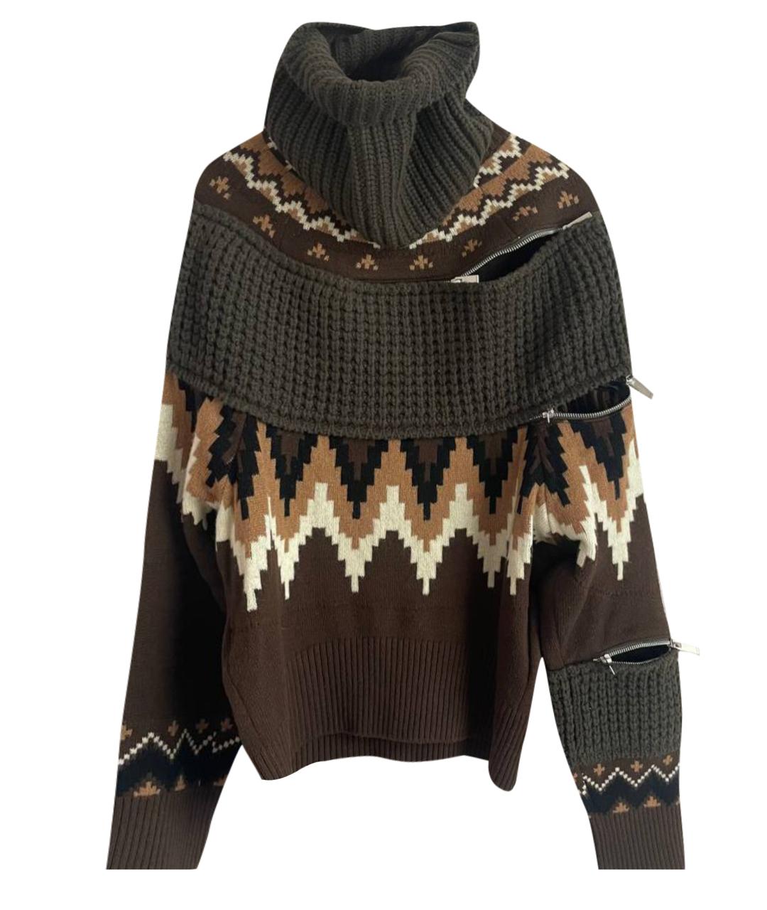 SACAI Коричневый шерстяной джемпер / свитер, фото 1