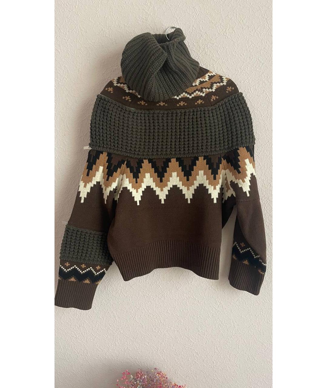 SACAI Коричневый шерстяной джемпер / свитер, фото 4