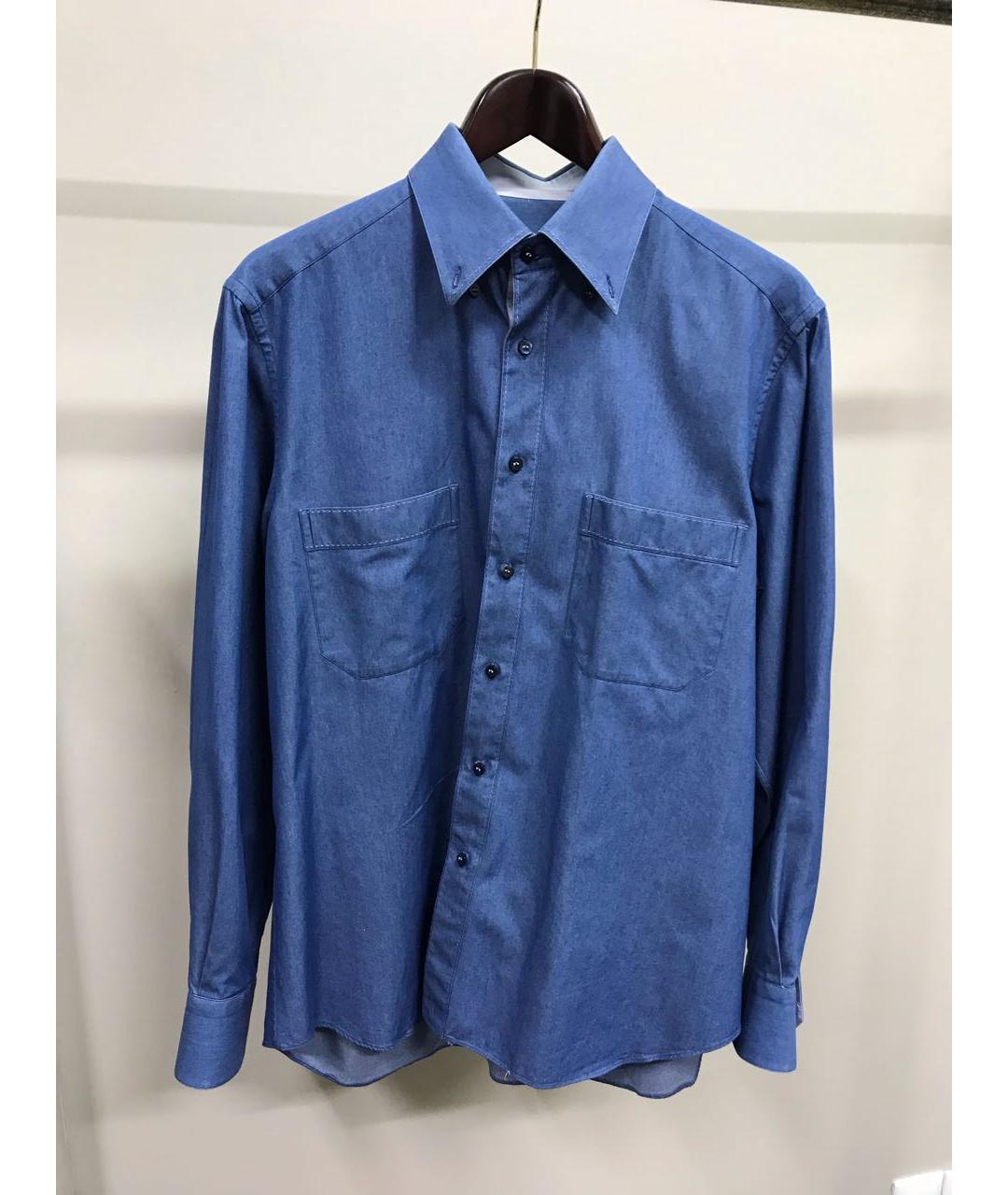 STEFANO RICCI Синяя хлопковая классическая рубашка, фото 8