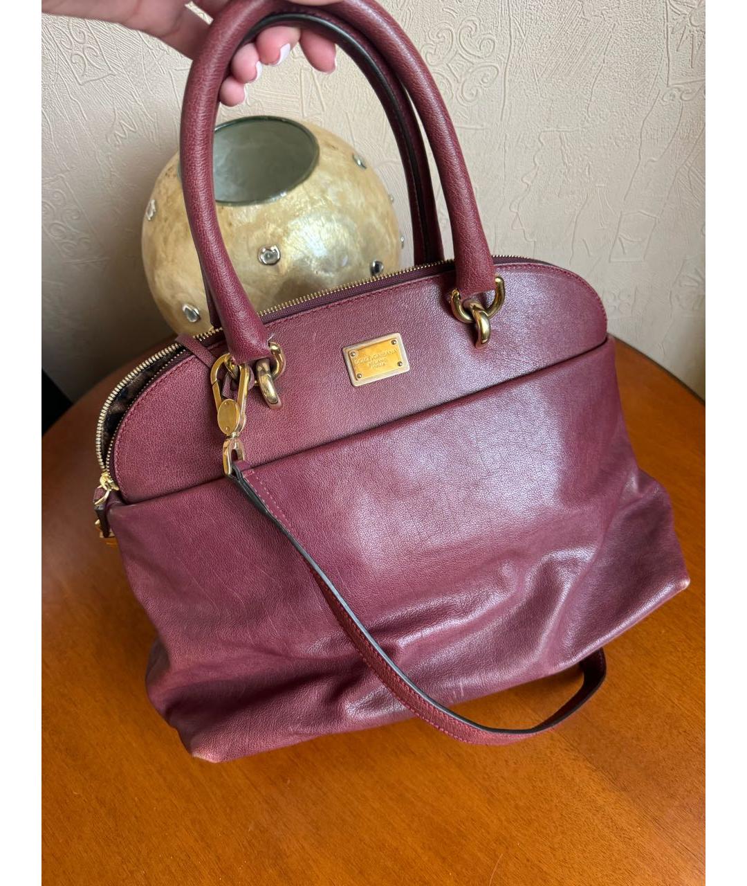 DOLCE&GABBANA Фиолетовая кожаная сумка с короткими ручками, фото 2
