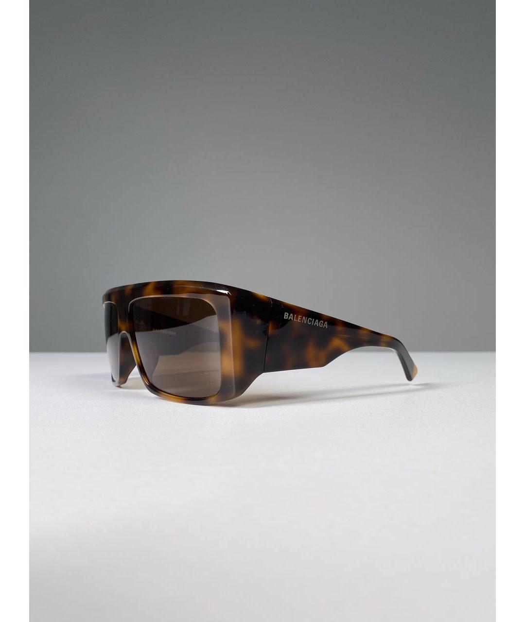 BALENCIAGA Коричневые пластиковые солнцезащитные очки, фото 2