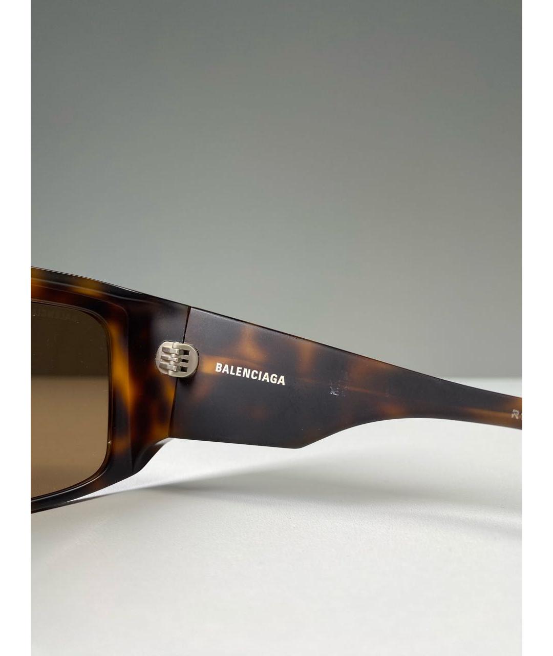 BALENCIAGA Коричневые пластиковые солнцезащитные очки, фото 3