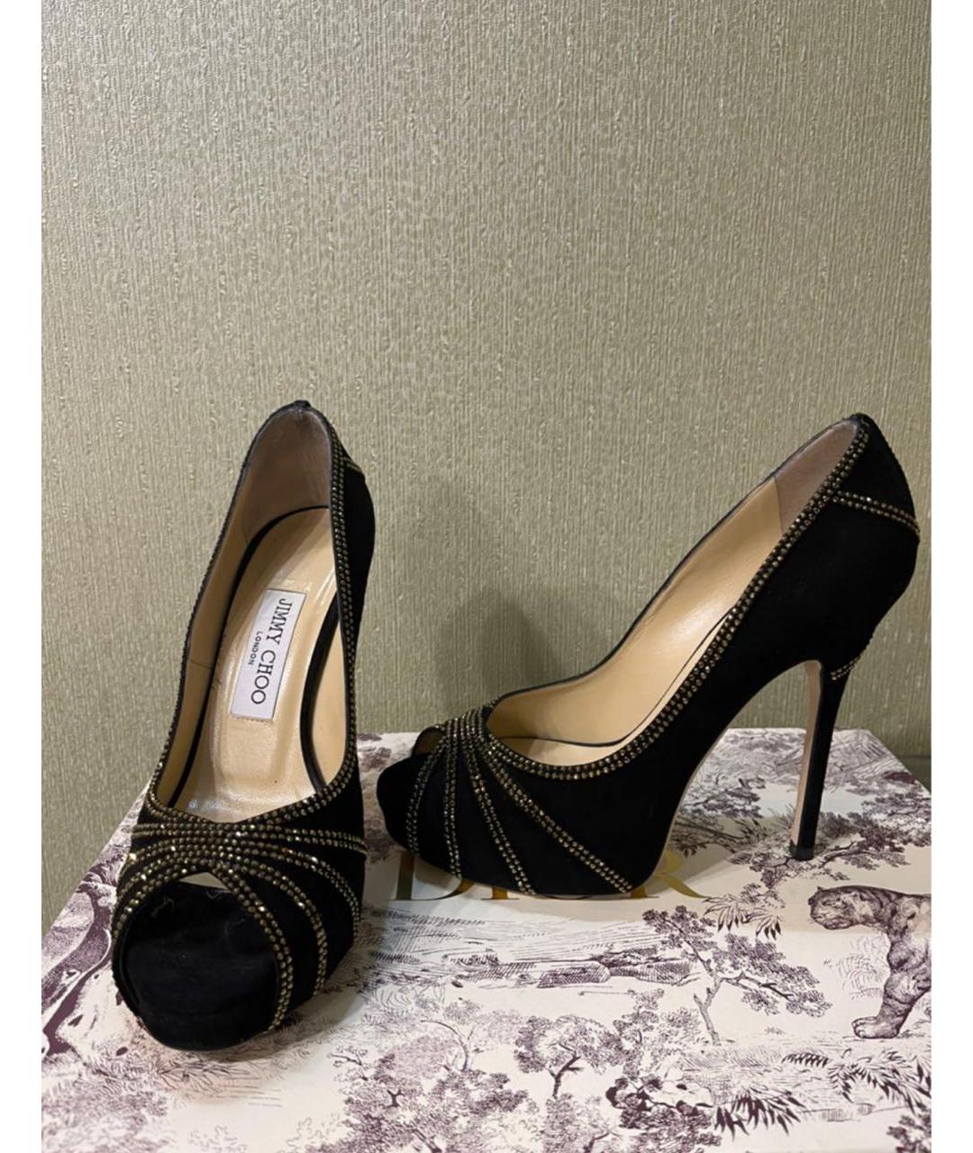 JIMMY CHOO Черные замшевые туфли, фото 4