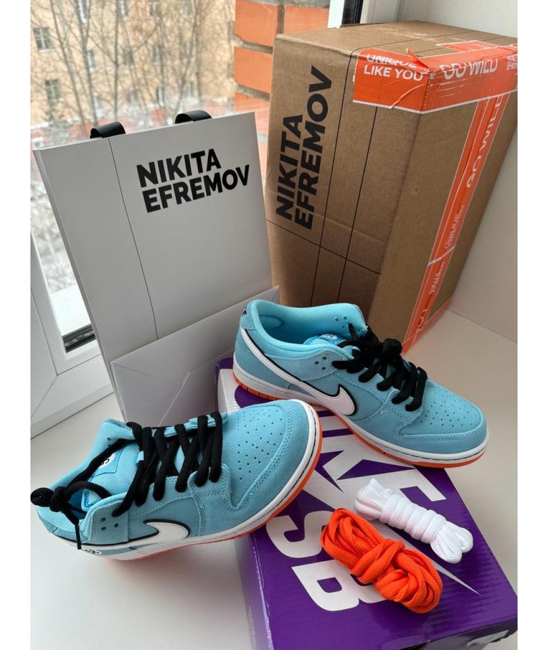 NIKE Бирюзовые замшевые низкие кроссовки / кеды, фото 5