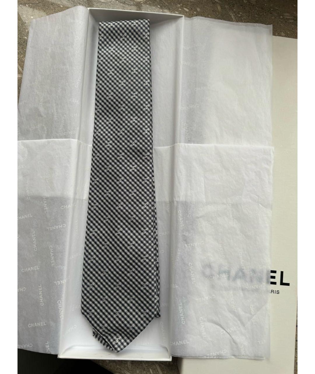 CHANEL PRE-OWNED Черный тканевый галстук, фото 5