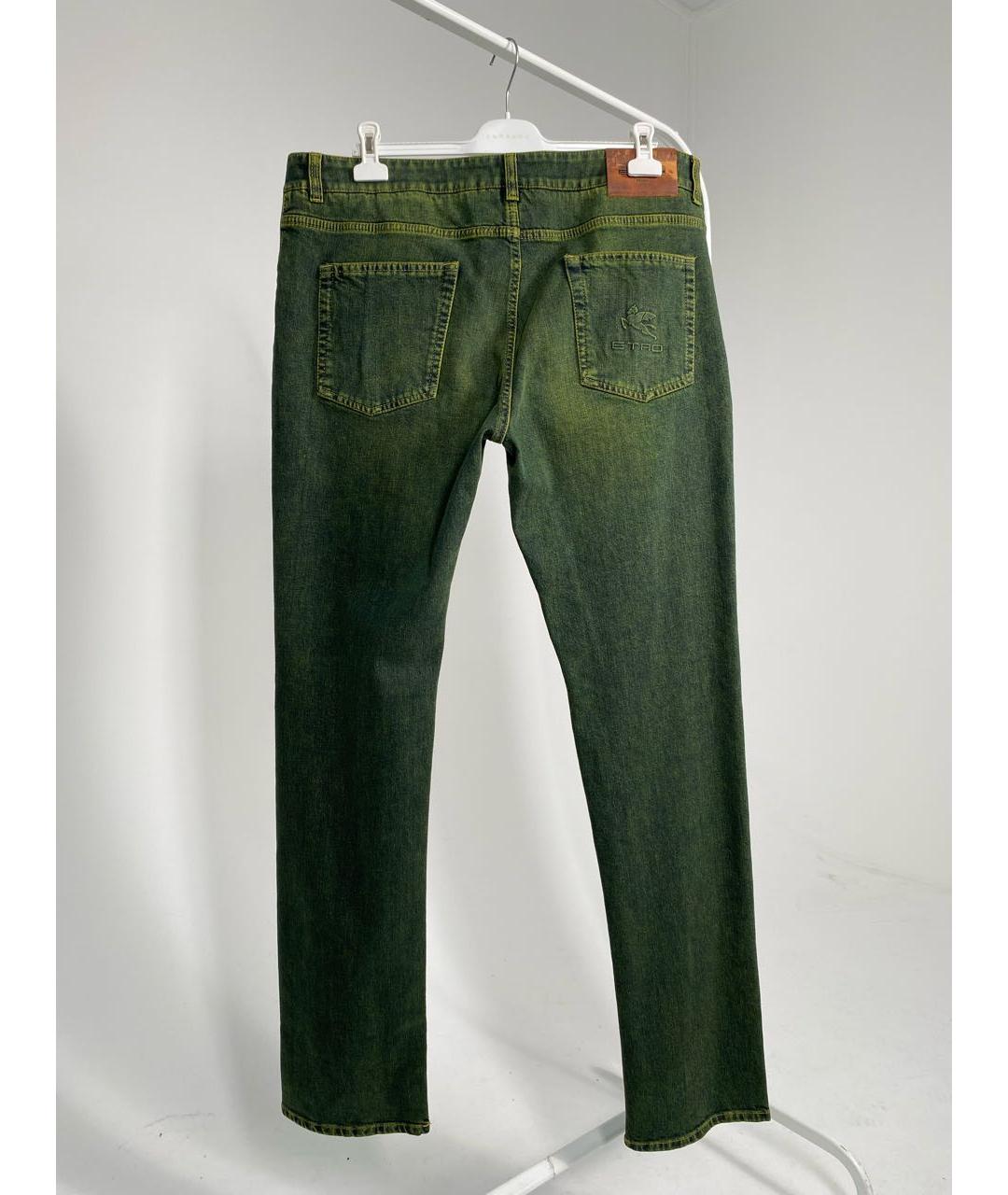 ETRO Зеленые хлопковые прямые джинсы, фото 2