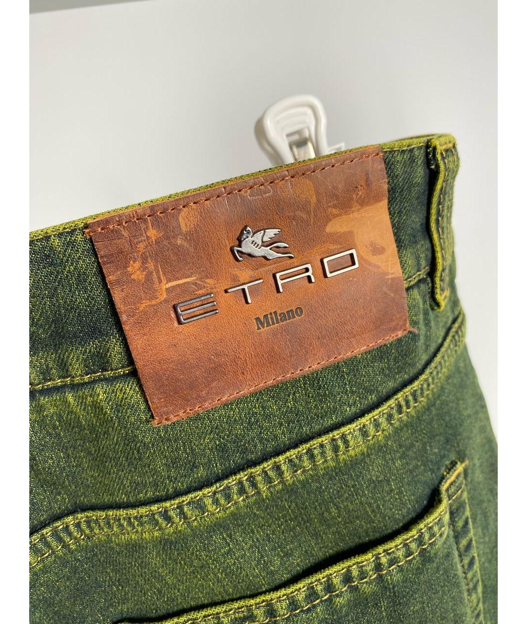 ETRO Зеленые хлопковые прямые джинсы, фото 4