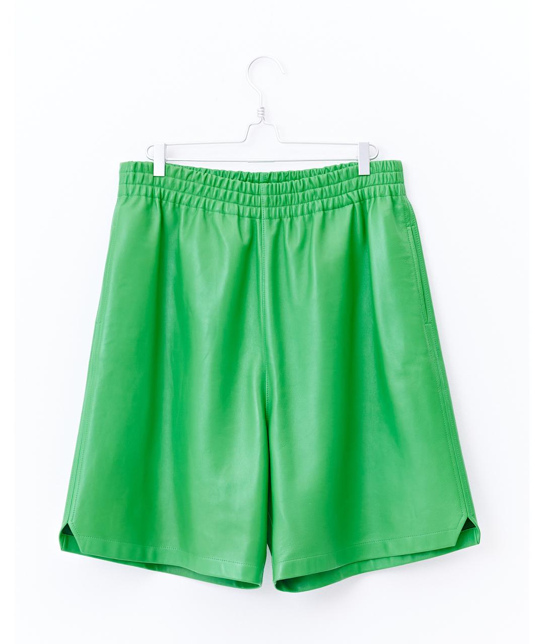 BOTTEGA VENETA Зеленые кожаные шорты, фото 7