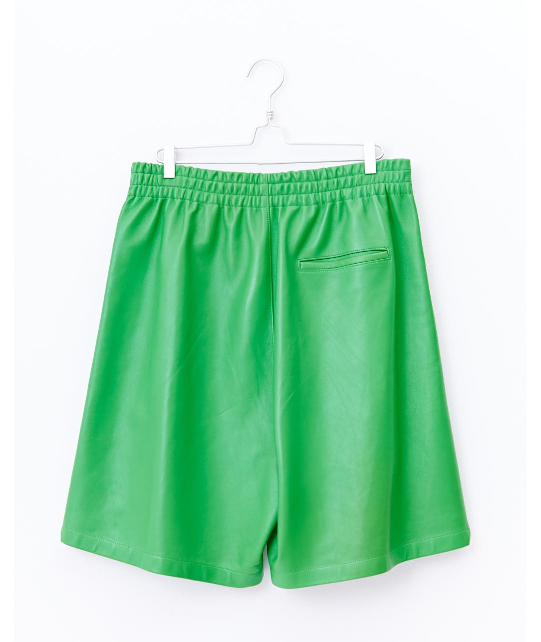 BOTTEGA VENETA Зеленые кожаные шорты, фото 2