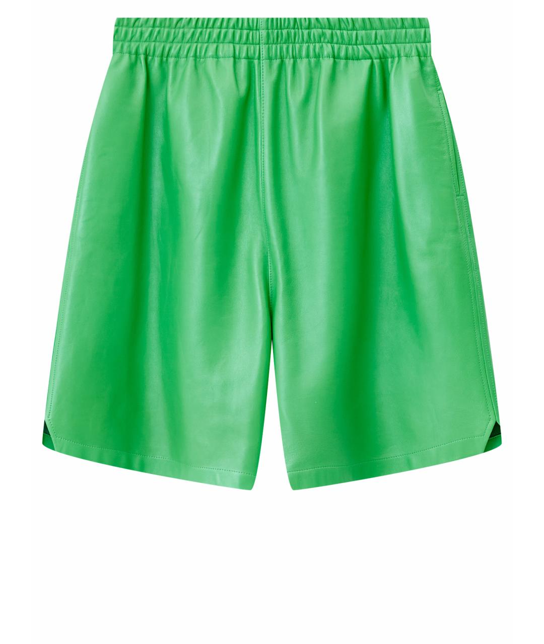 BOTTEGA VENETA Зеленые кожаные шорты, фото 1