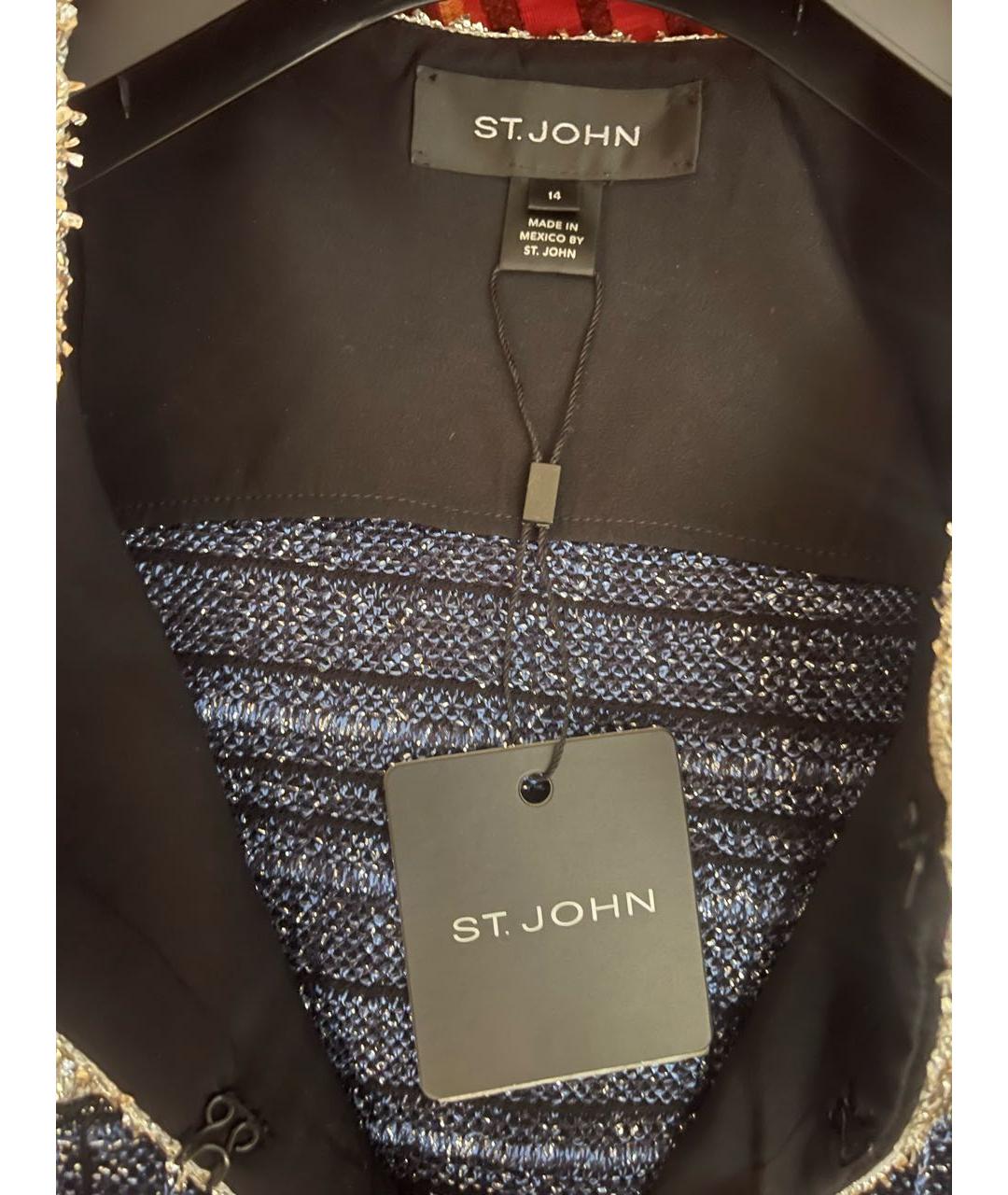 ST. JOHN Темно-синий твидовый жакет/пиджак, фото 3