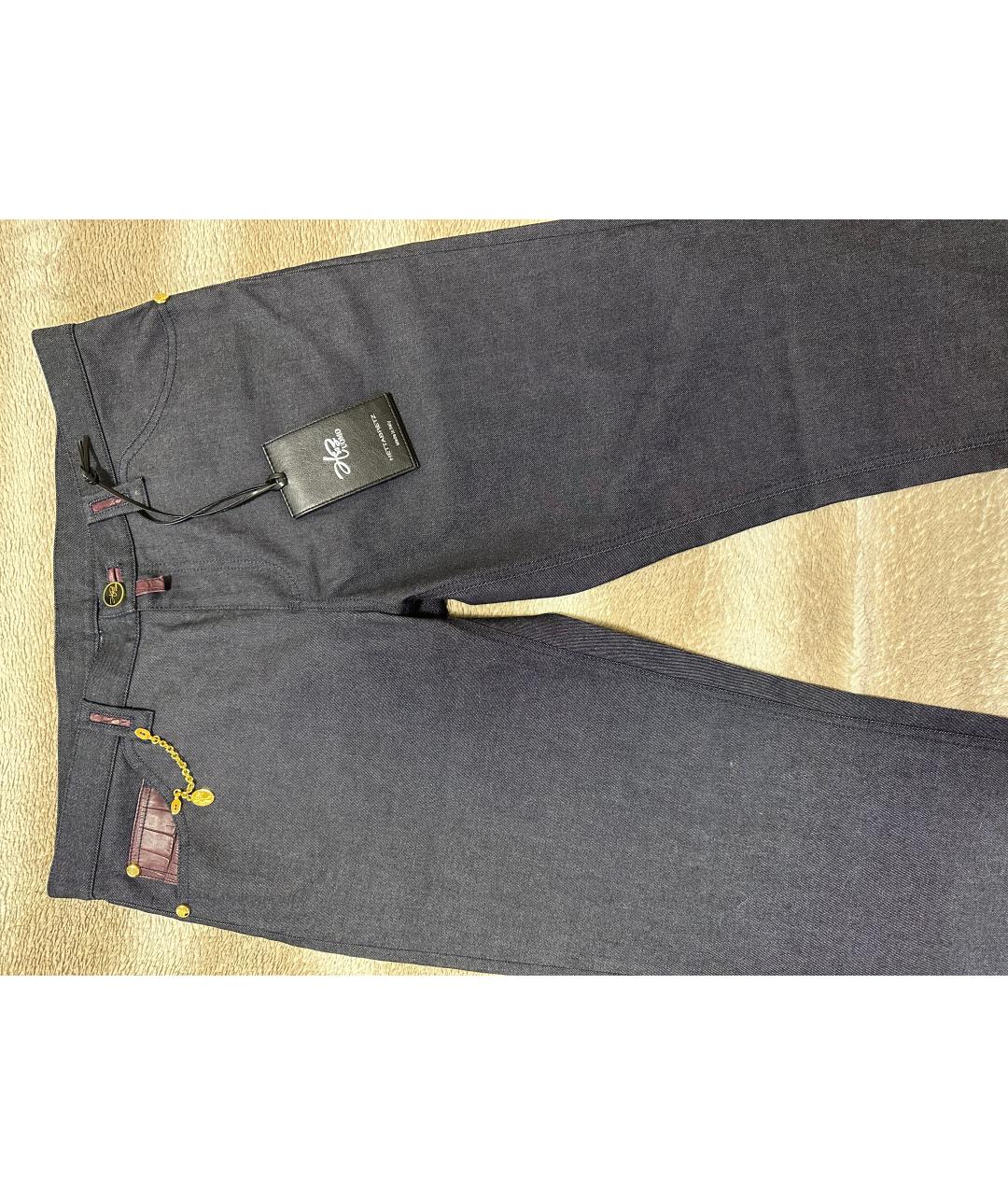 HETTABRETZ Темно-синие хлопковые прямые джинсы, фото 4