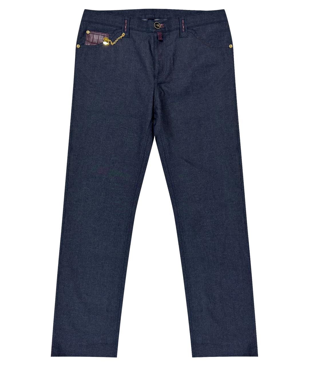 HETTABRETZ Темно-синие хлопковые прямые джинсы, фото 1