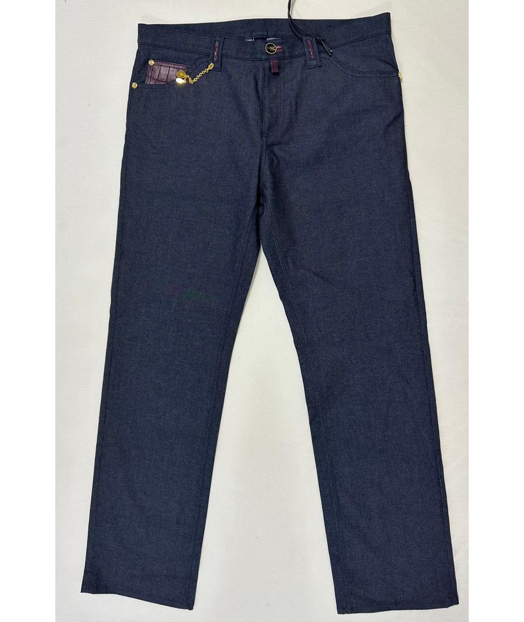 HETTABRETZ Темно-синие хлопковые прямые джинсы, фото 7