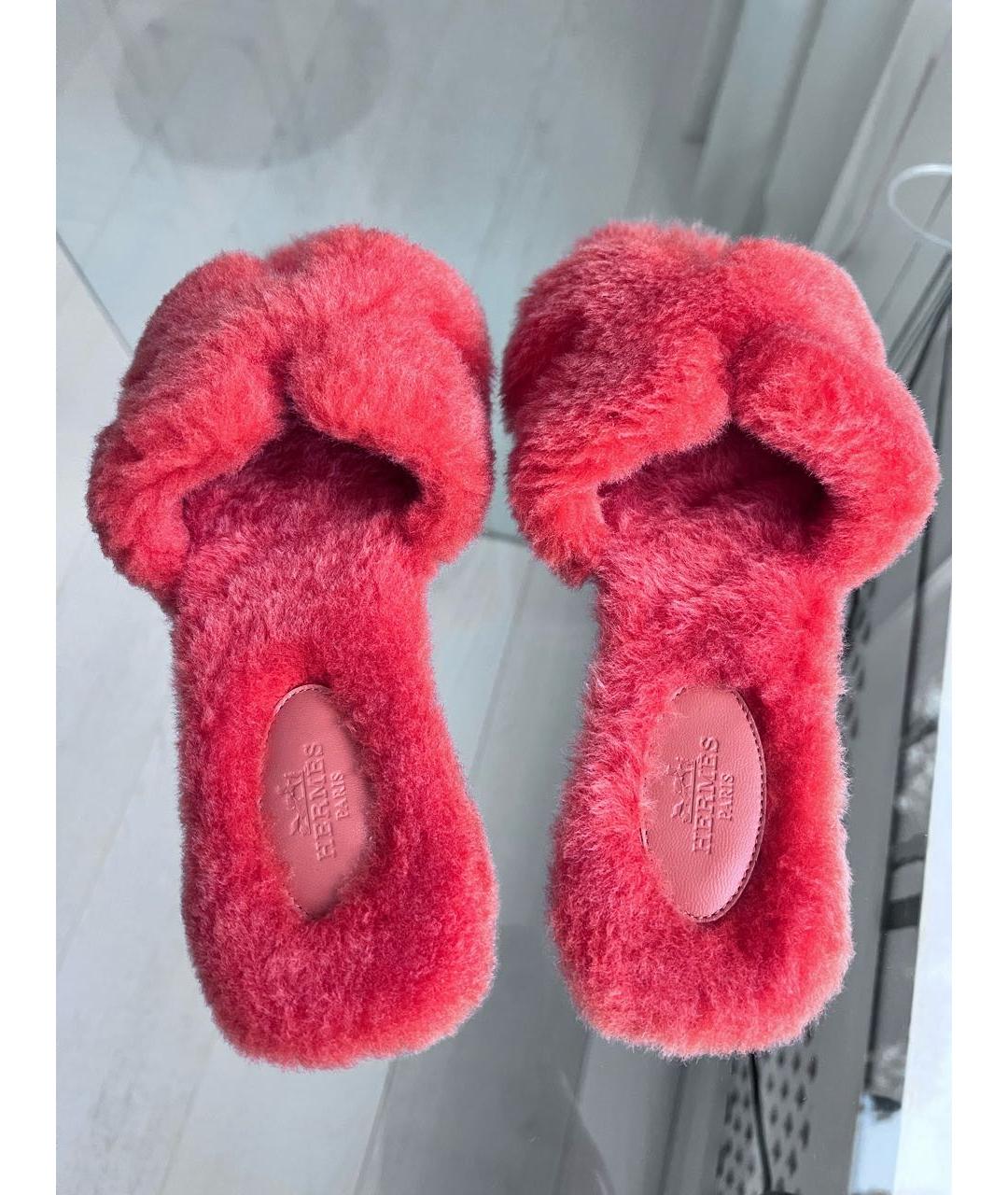 HERMES Оранжевое кожаные шлепанцы, фото 3