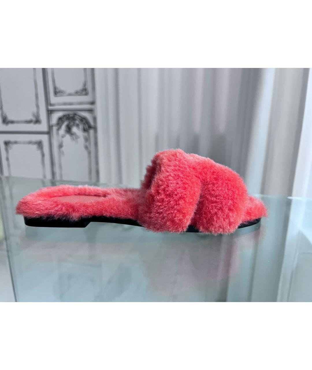 HERMES Оранжевое кожаные шлепанцы, фото 9