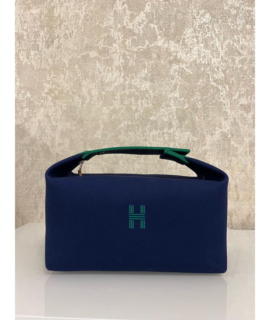 HERMES Темно-синяя косметичка, фото 6