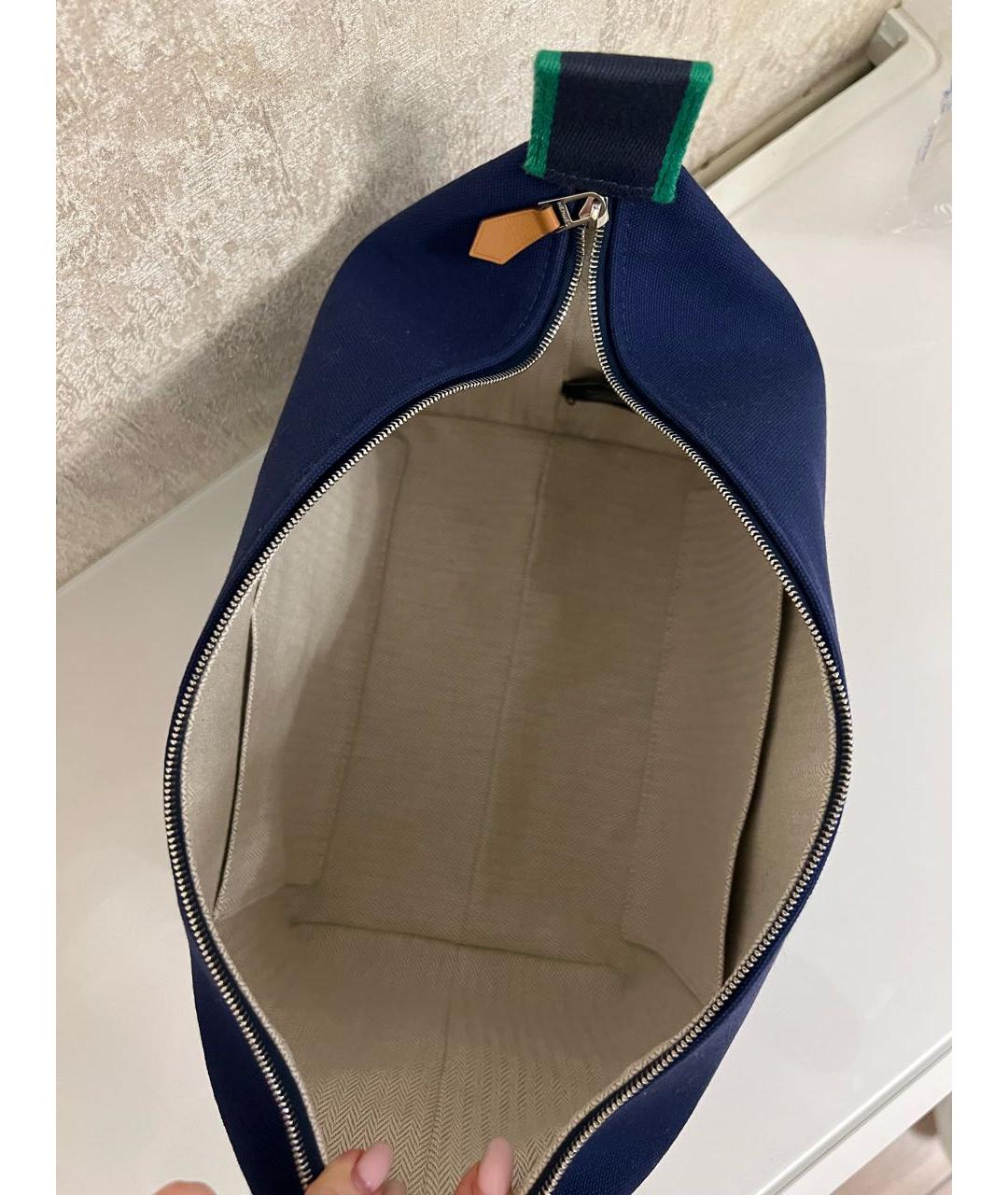 HERMES Темно-синяя косметичка, фото 5
