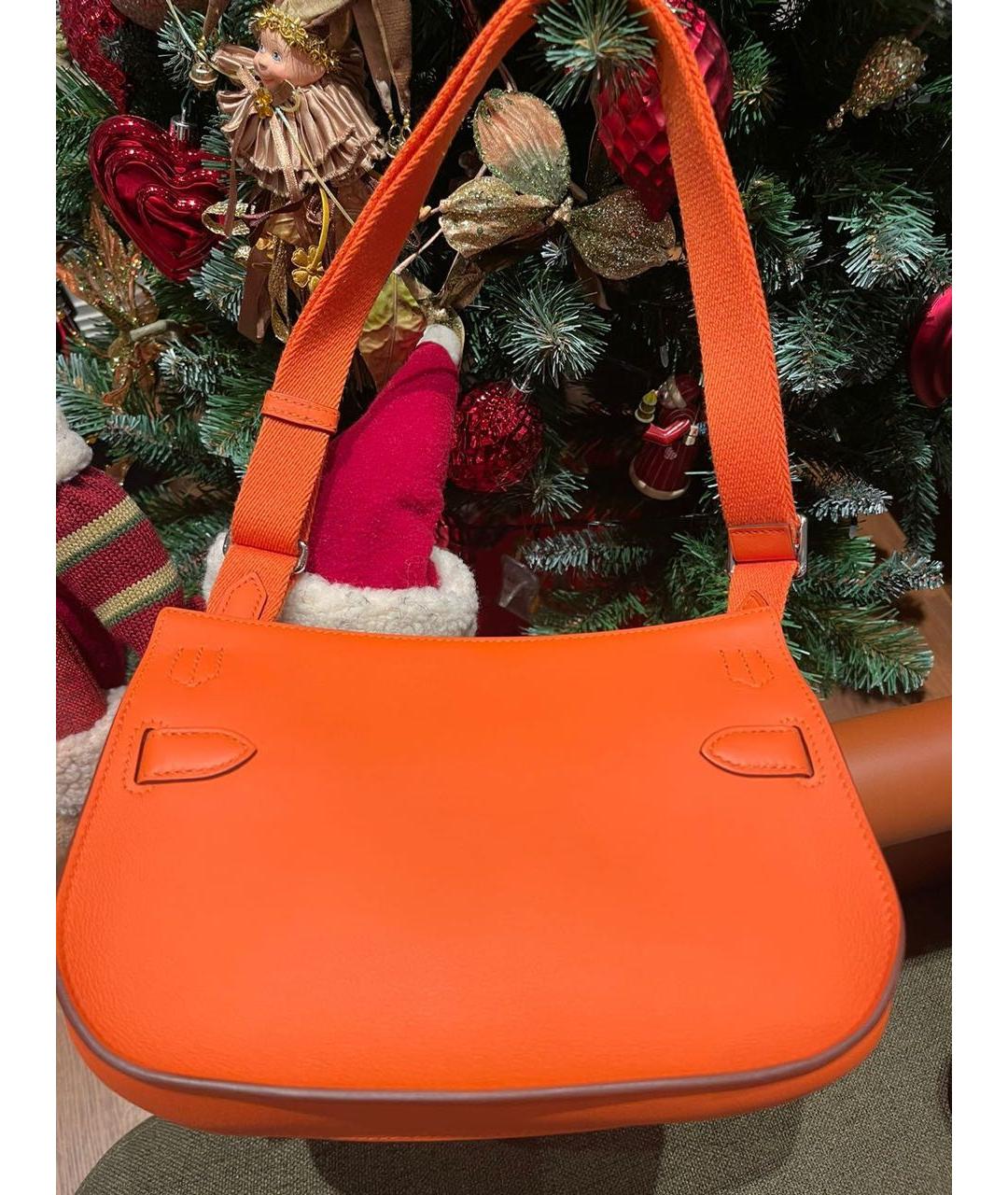 HERMES Оранжевая кожаная сумка через плечо, фото 2