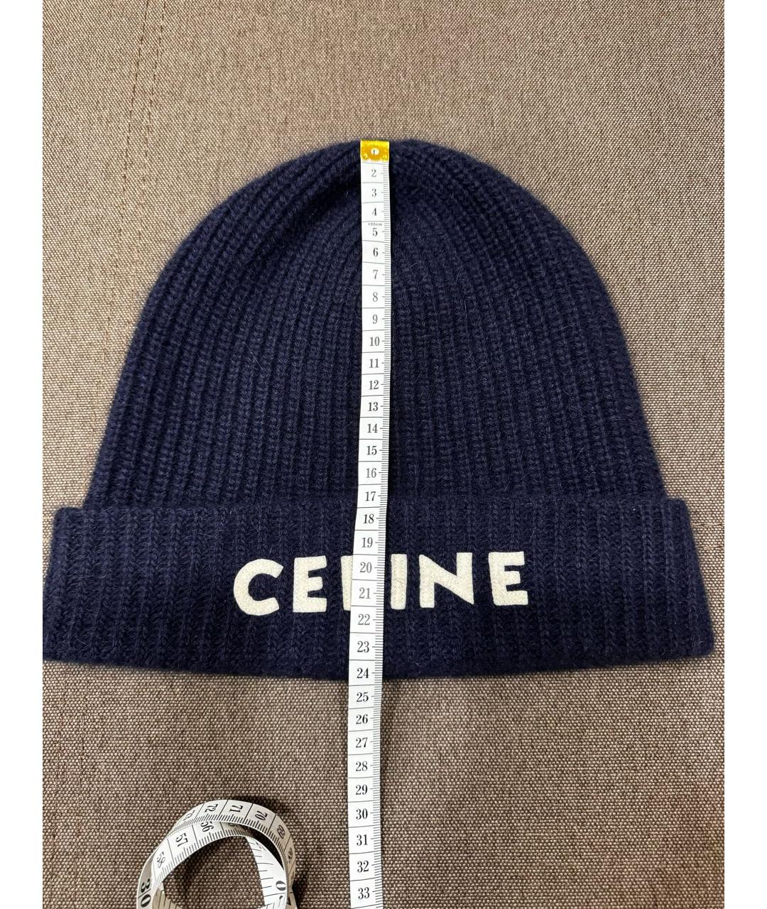 CELINE PRE-OWNED Темно-синяя шерстяная шапка, фото 6