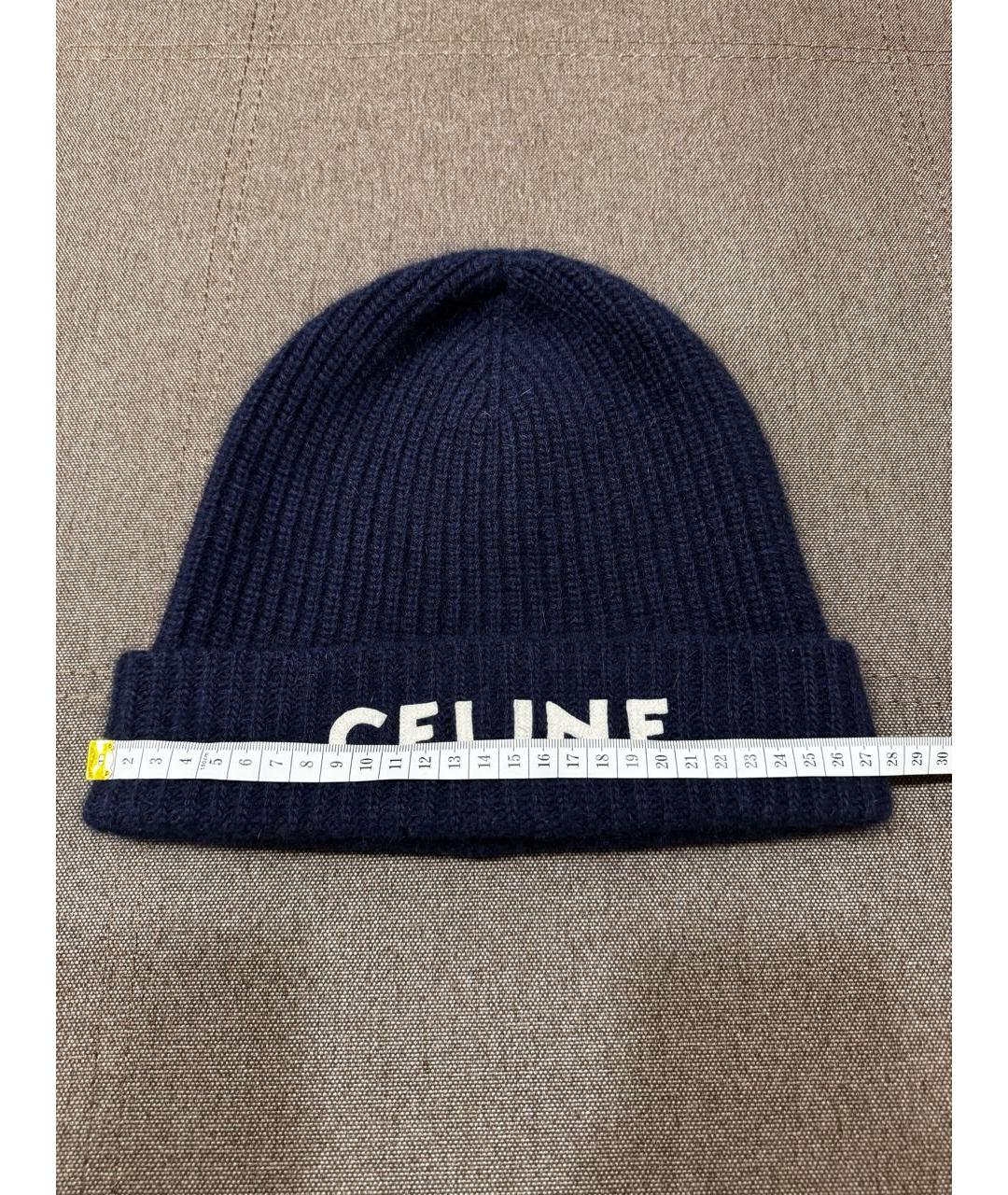 CELINE PRE-OWNED Темно-синяя шерстяная шапка, фото 5