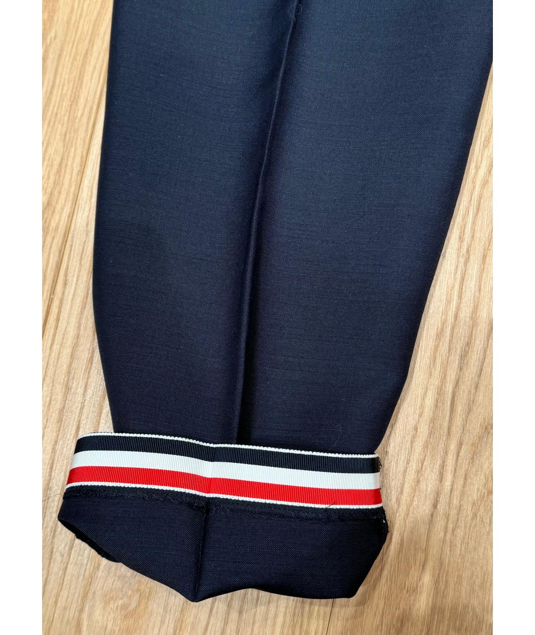THOM BROWNE Темно-синие шерстяные брюки узкие, фото 6