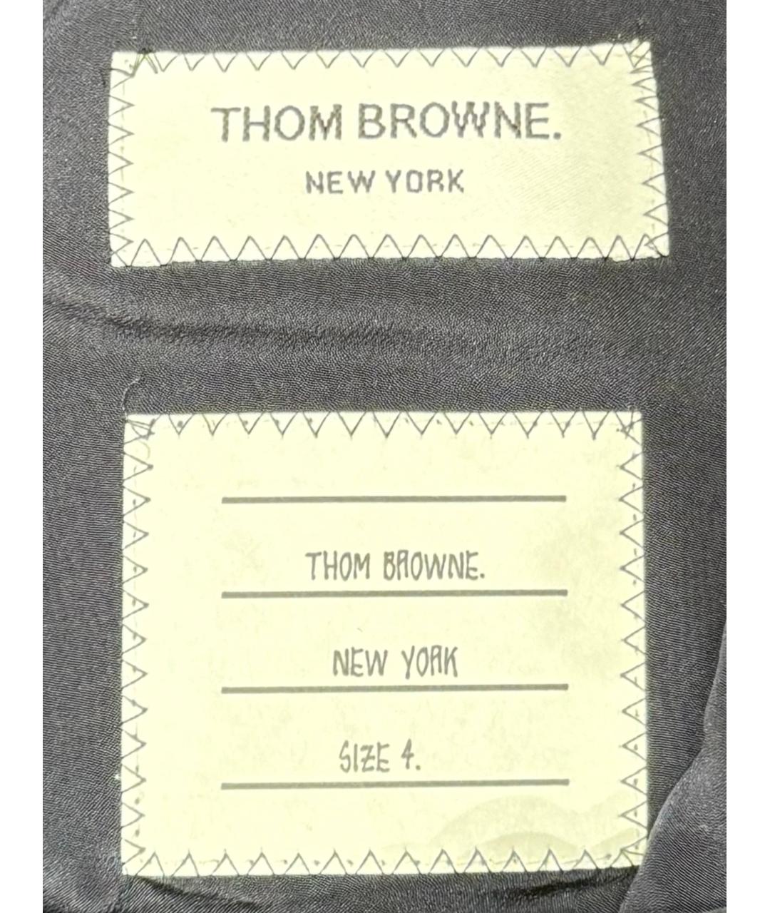 THOM BROWNE Темно-синие шерстяные брюки узкие, фото 4