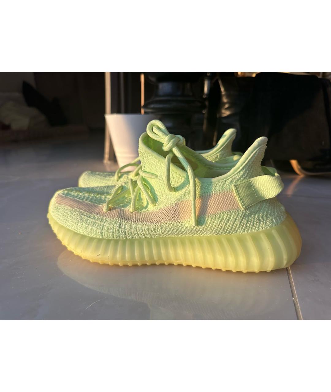 ADIDAS YEEZY Салатовые текстильные кроссовки, фото 8