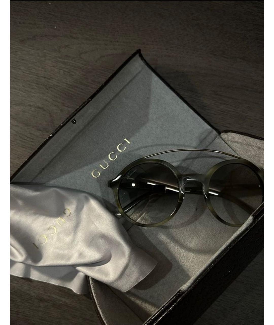 GUCCI Хаки пластиковые солнцезащитные очки, фото 8