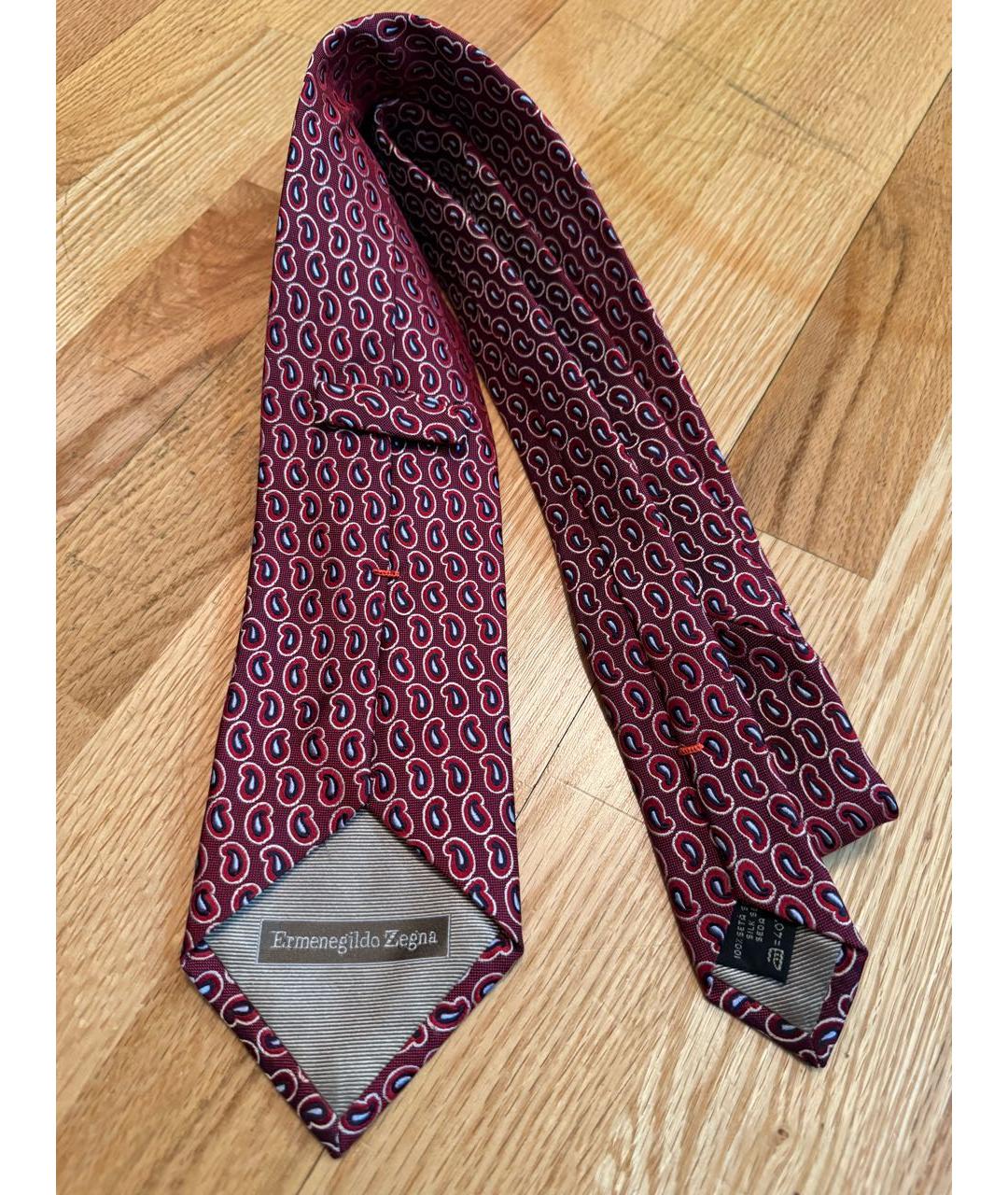 ERMENEGILDO ZEGNA Бордовый шелковый галстук, фото 3