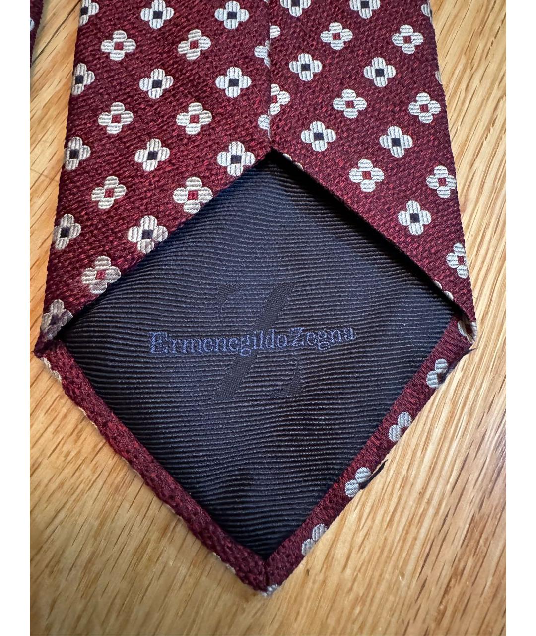 ERMENEGILDO ZEGNA Бордовый шелковый галстук, фото 3